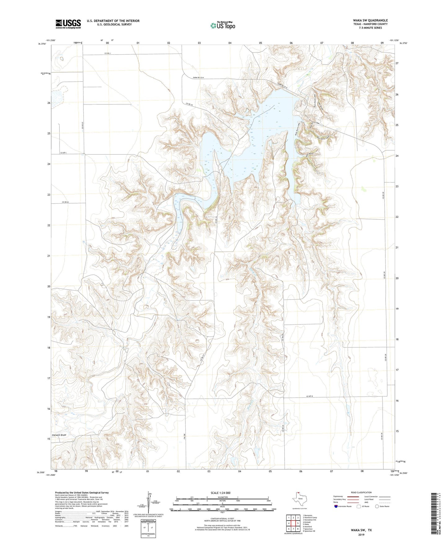 Waka SW Texas US Topo Map Image