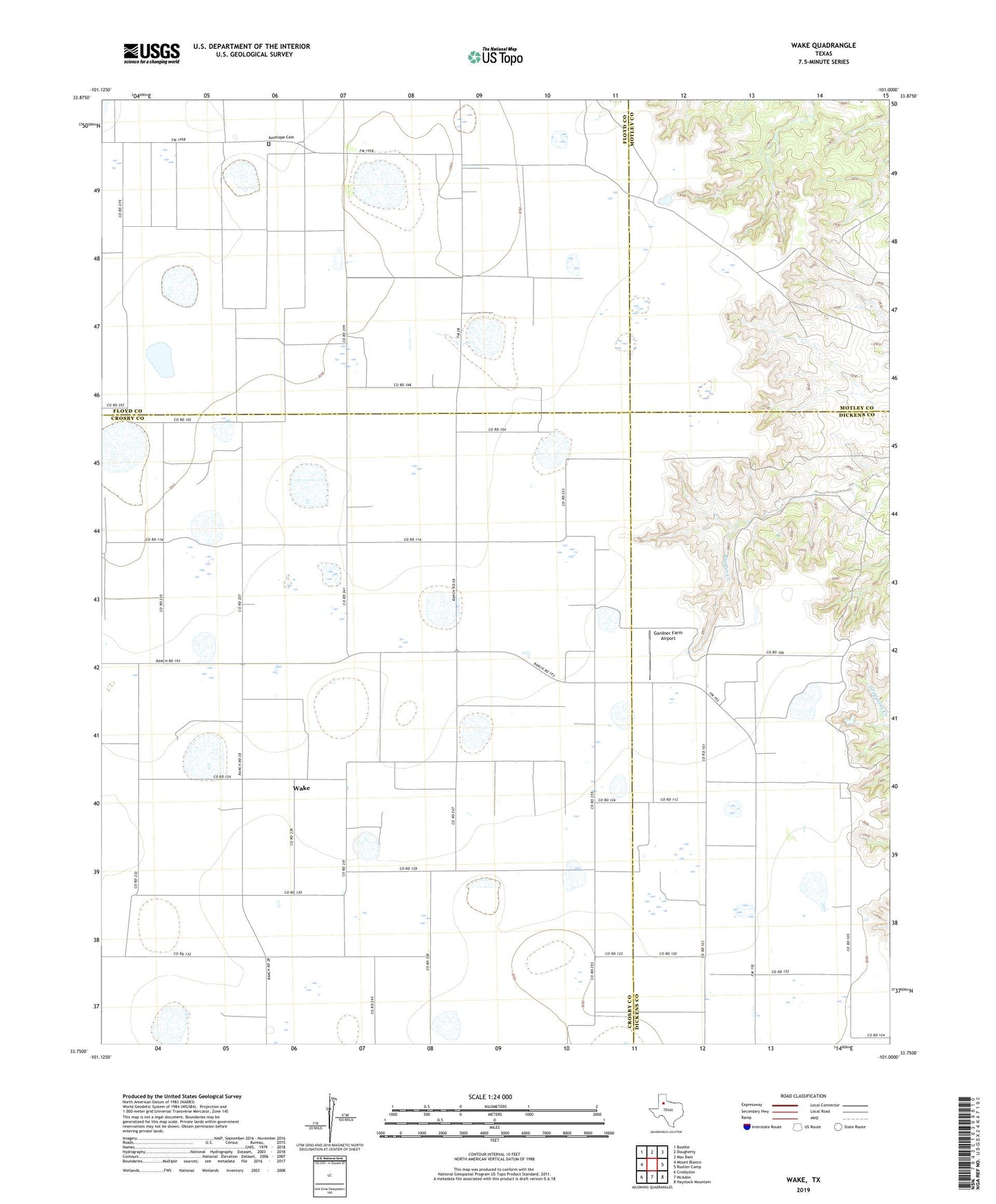 Wake Texas US Topo Map Image