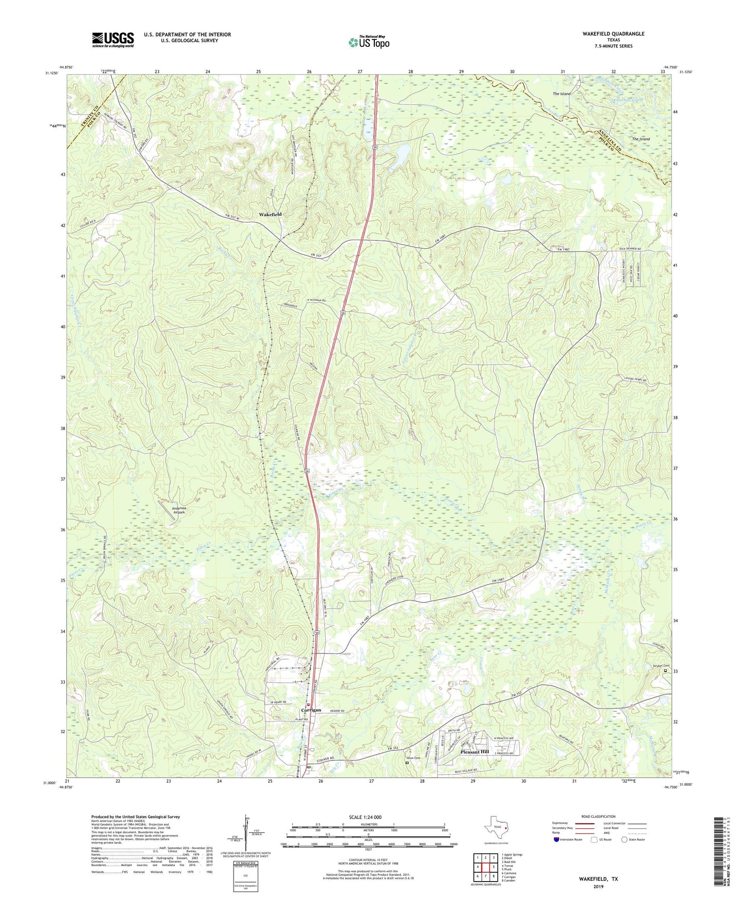 Wakefield Texas US Topo Map Image