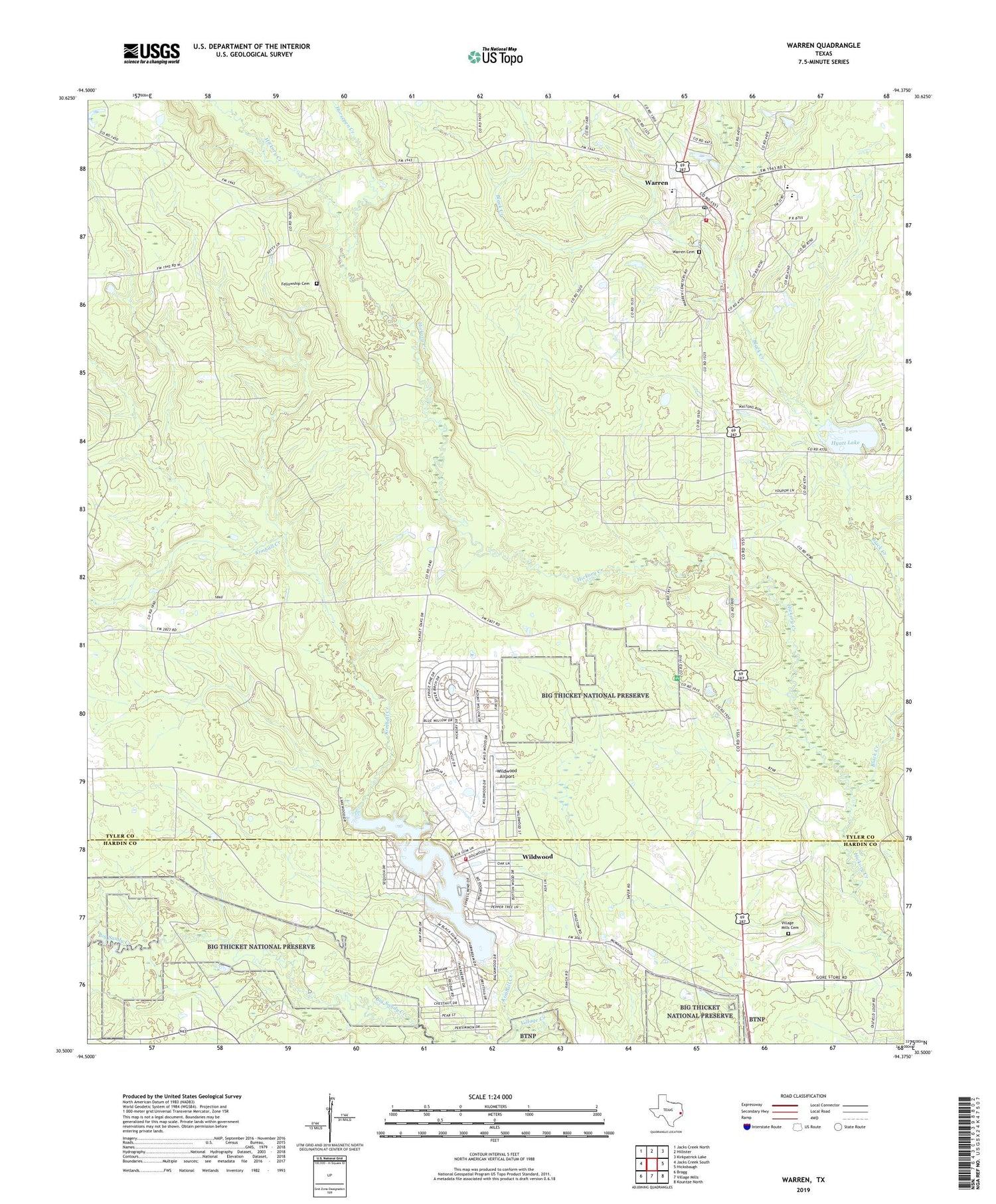 Warren Texas US Topo Map Image