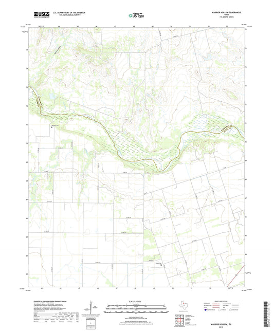 Warrior Hollow Texas US Topo Map Image