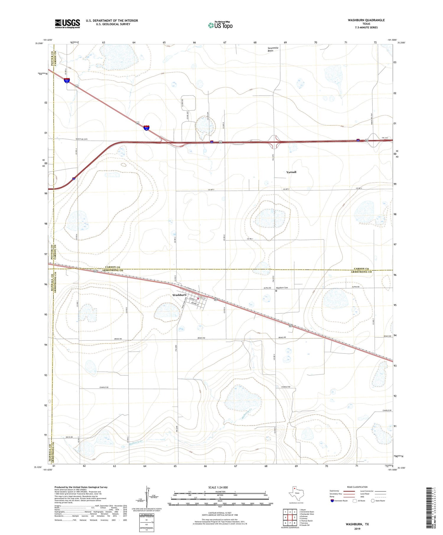 Washburn Texas US Topo Map Image