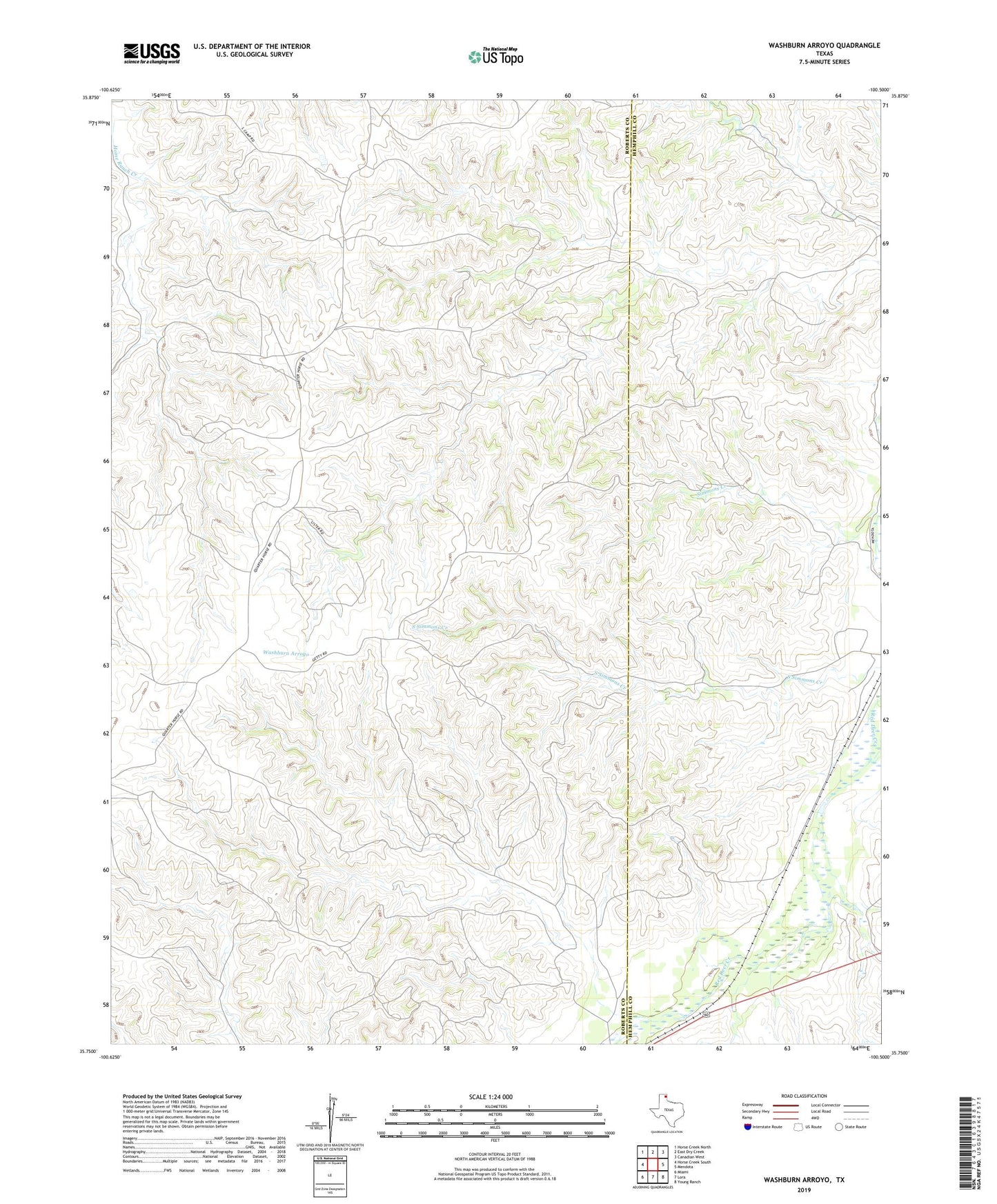 Washburn Arroyo Texas US Topo Map Image