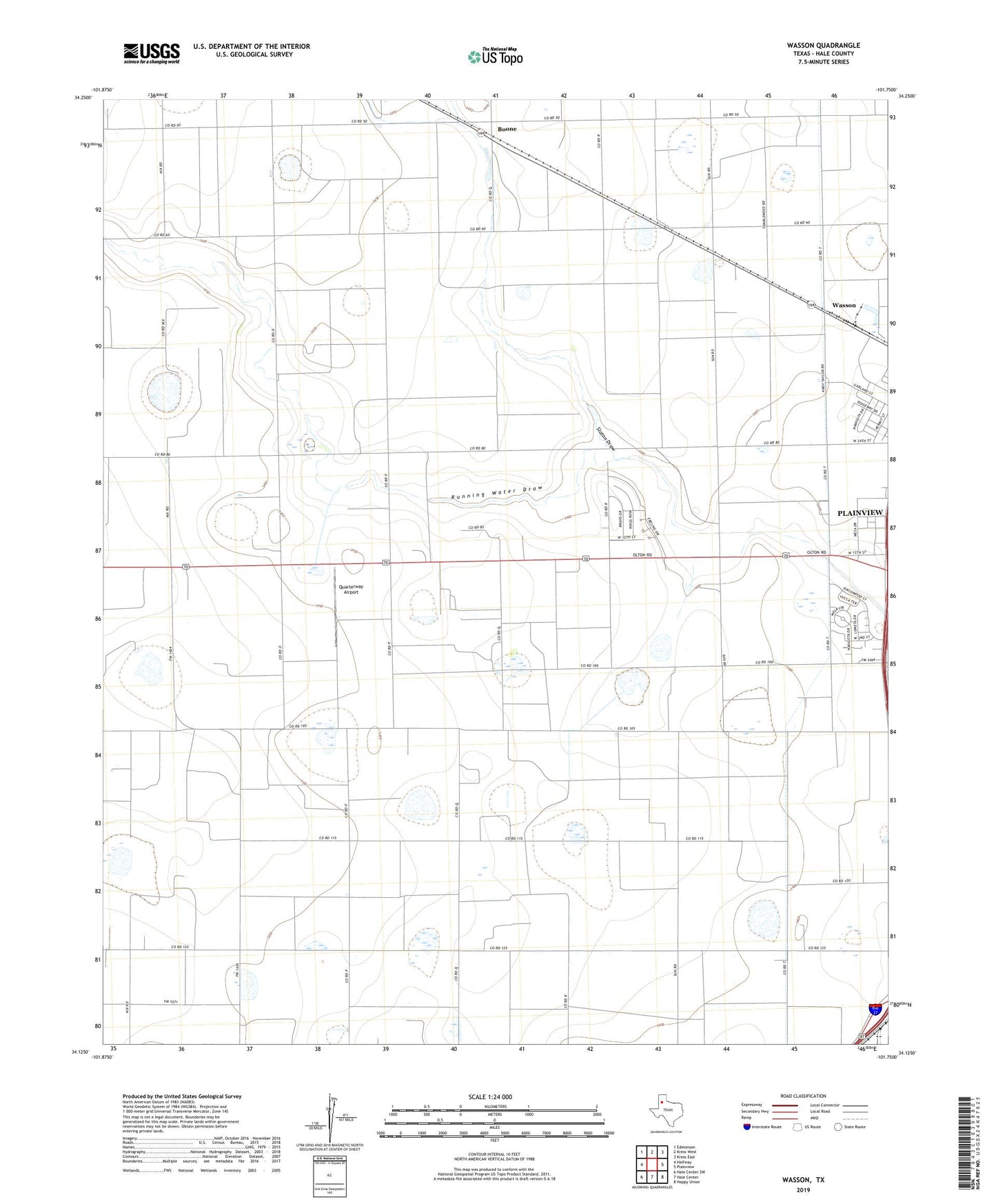 Wasson Texas US Topo Map Image