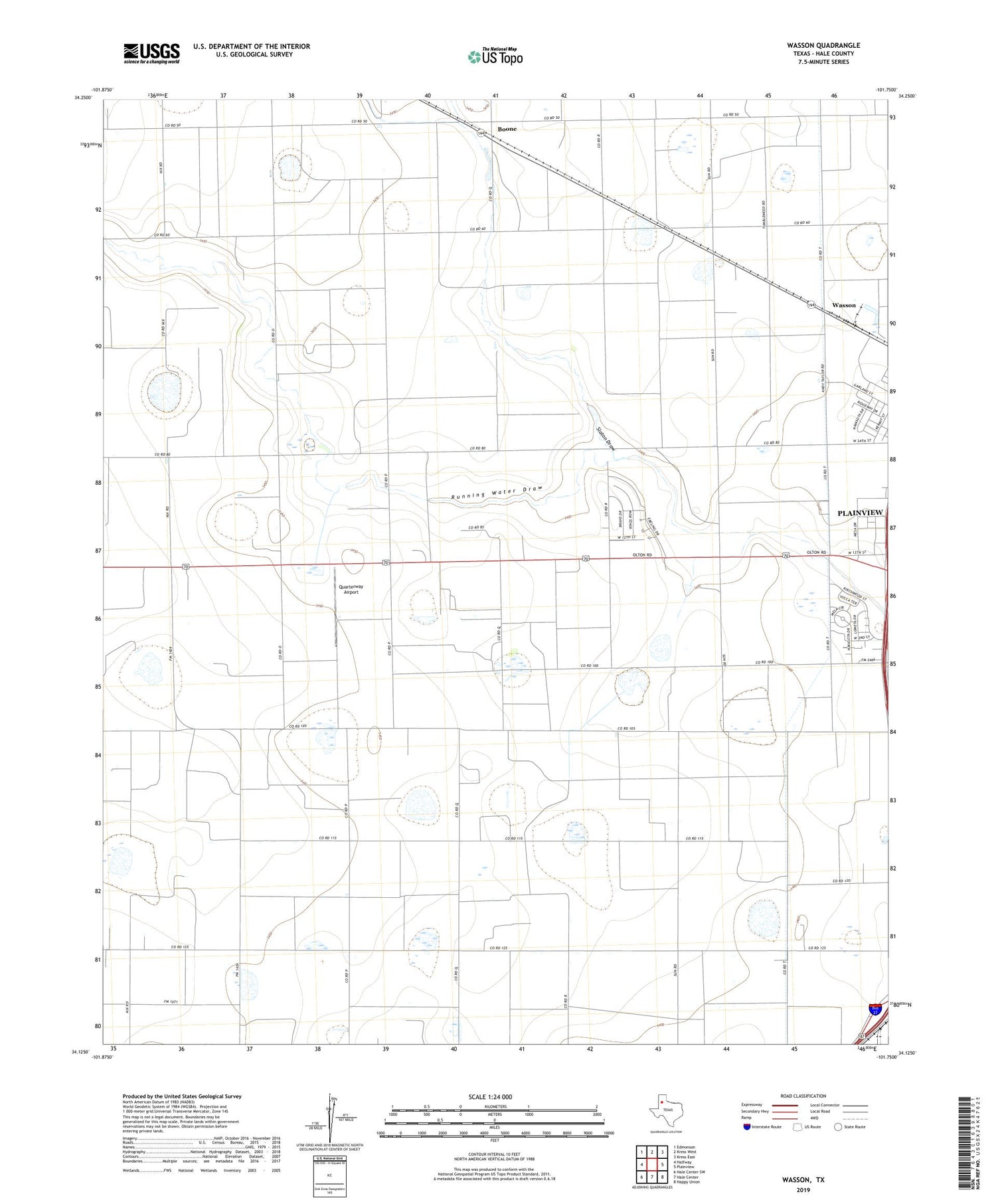 Wasson Texas US Topo Map Image