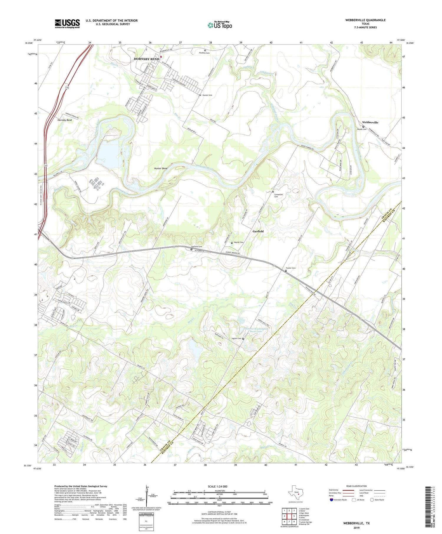 Webberville Texas US Topo Map Image