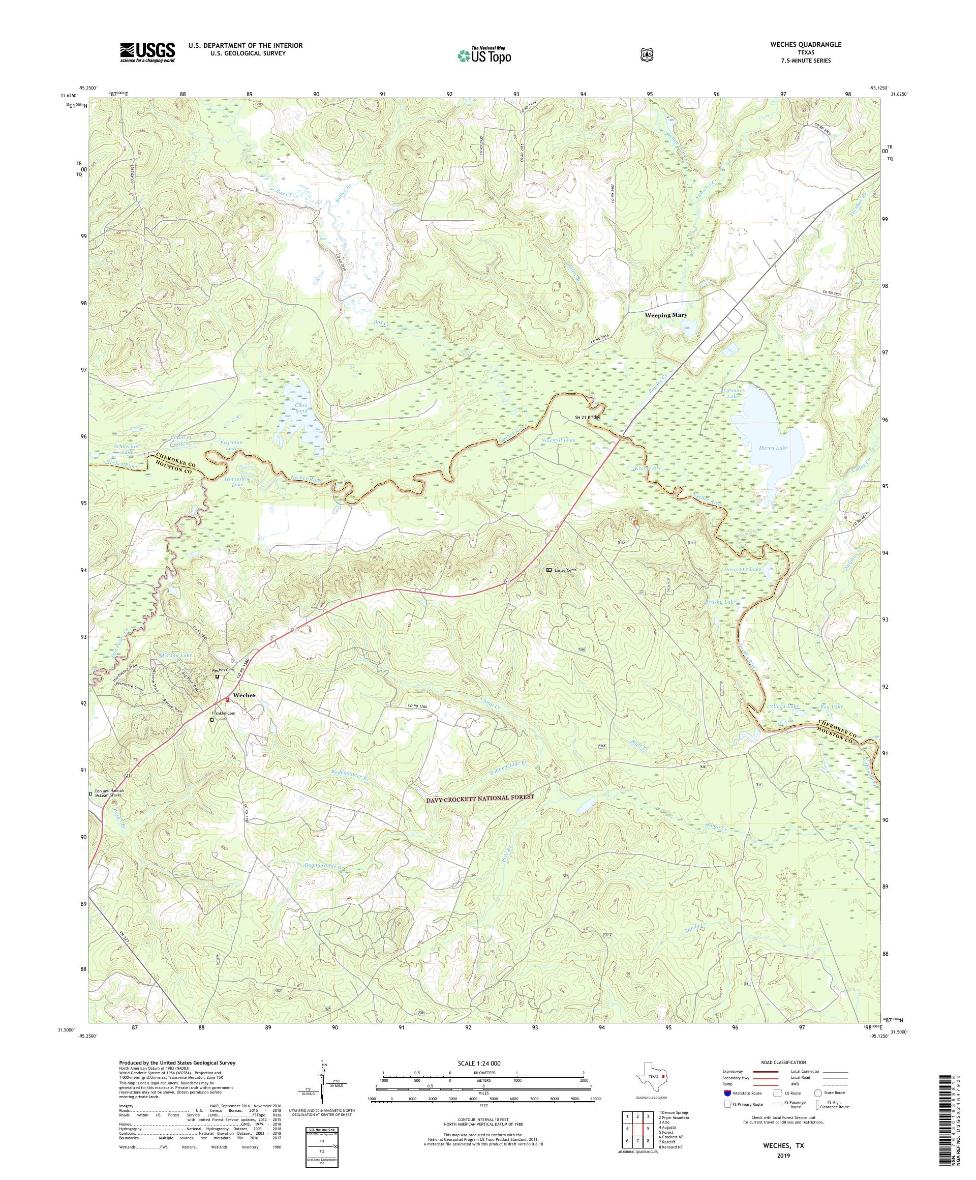 Weches Texas US Topo Map – MyTopo Map Store