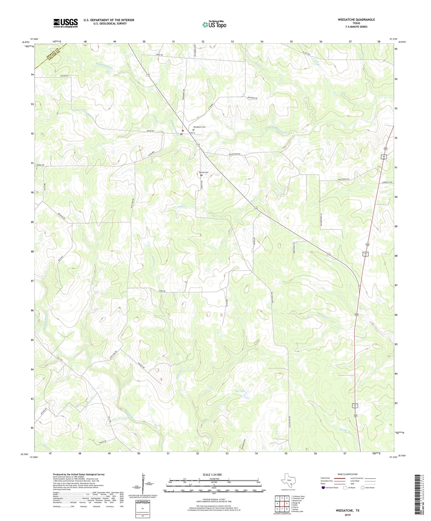 Weesatche Texas US Topo Map Image
