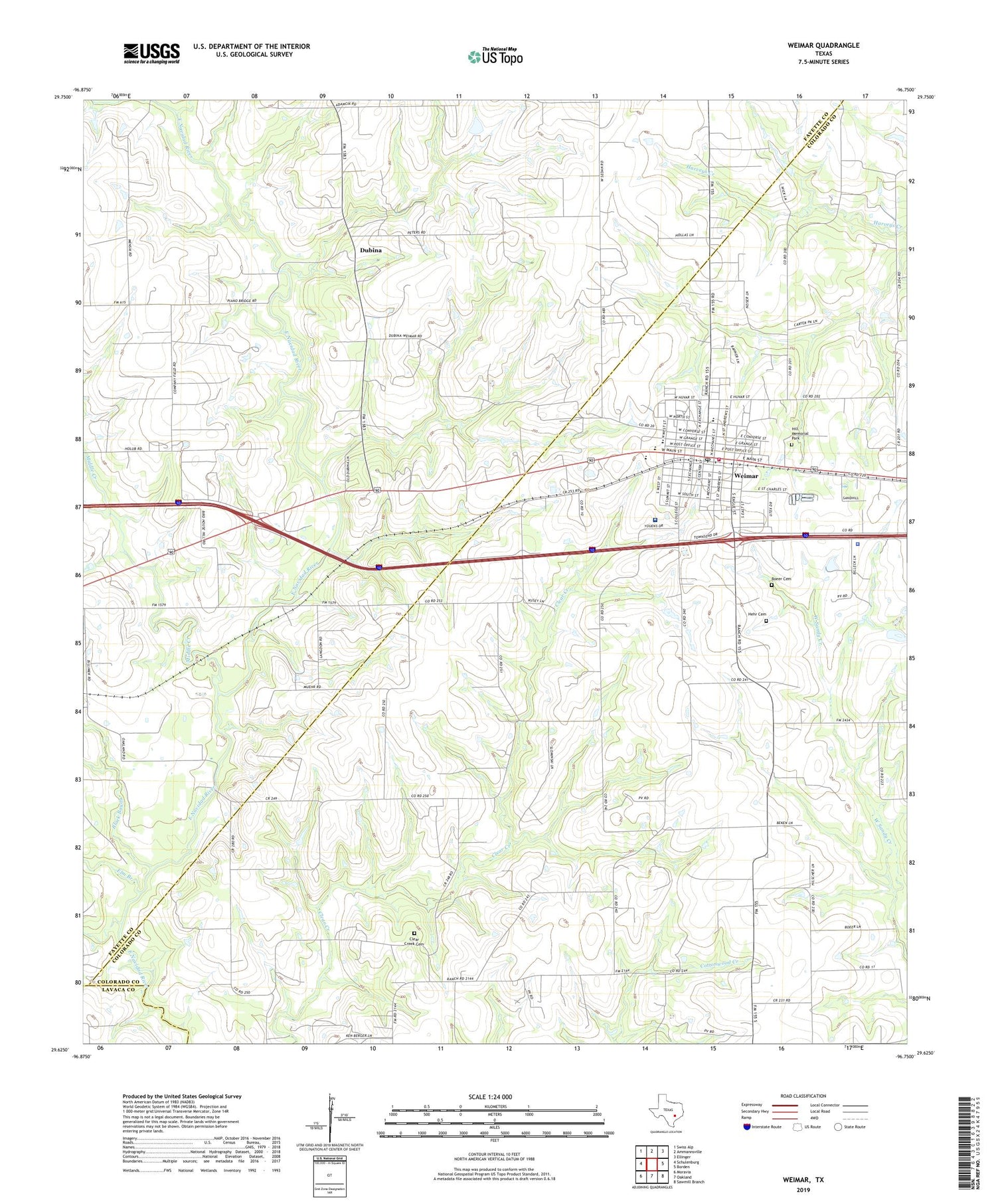 Weimar Texas US Topo Map Image