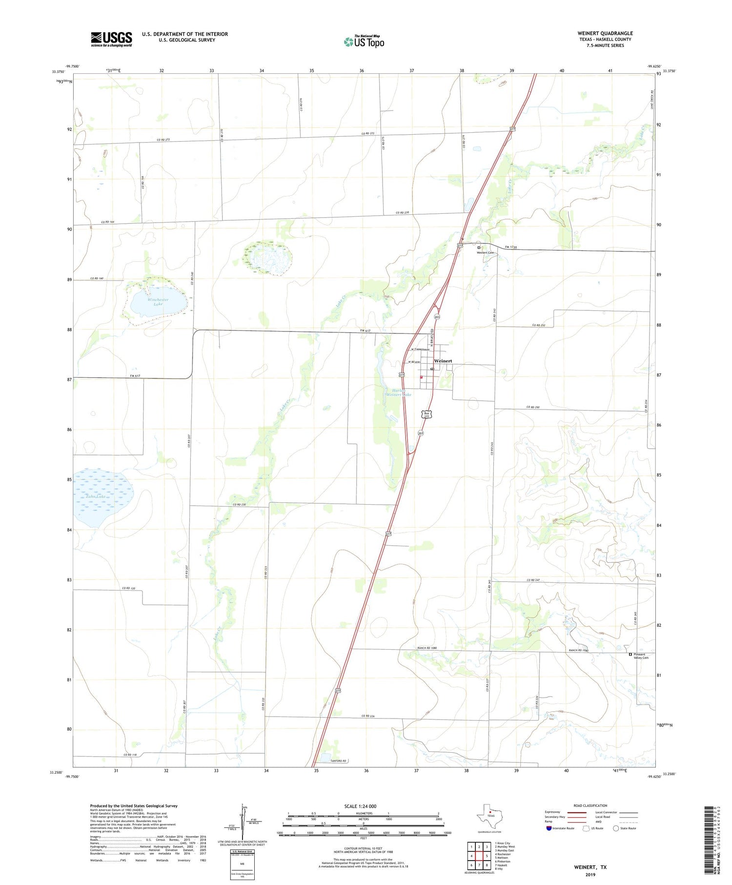 Weinert Texas US Topo Map Image