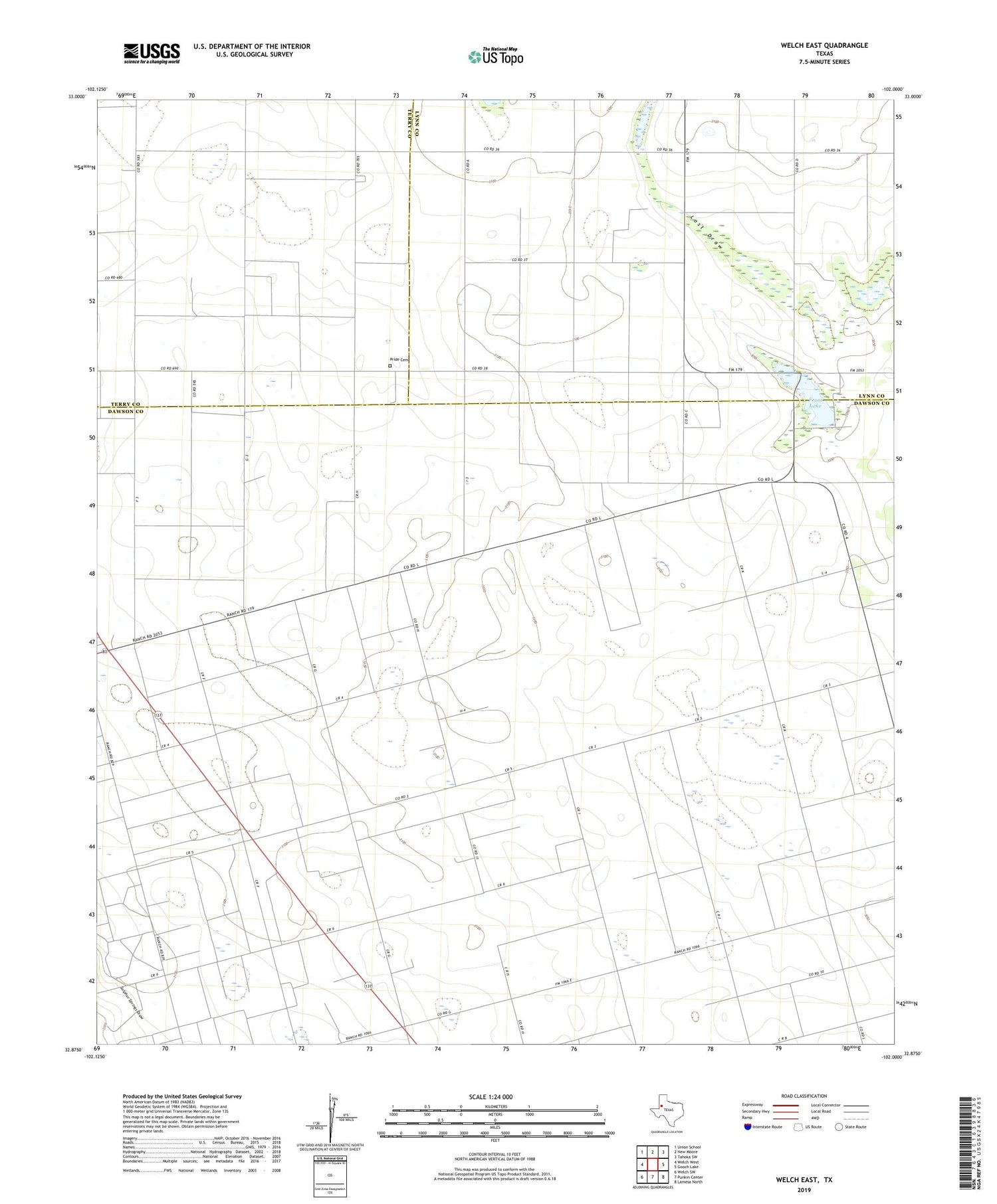 Welch East Texas US Topo Map Image