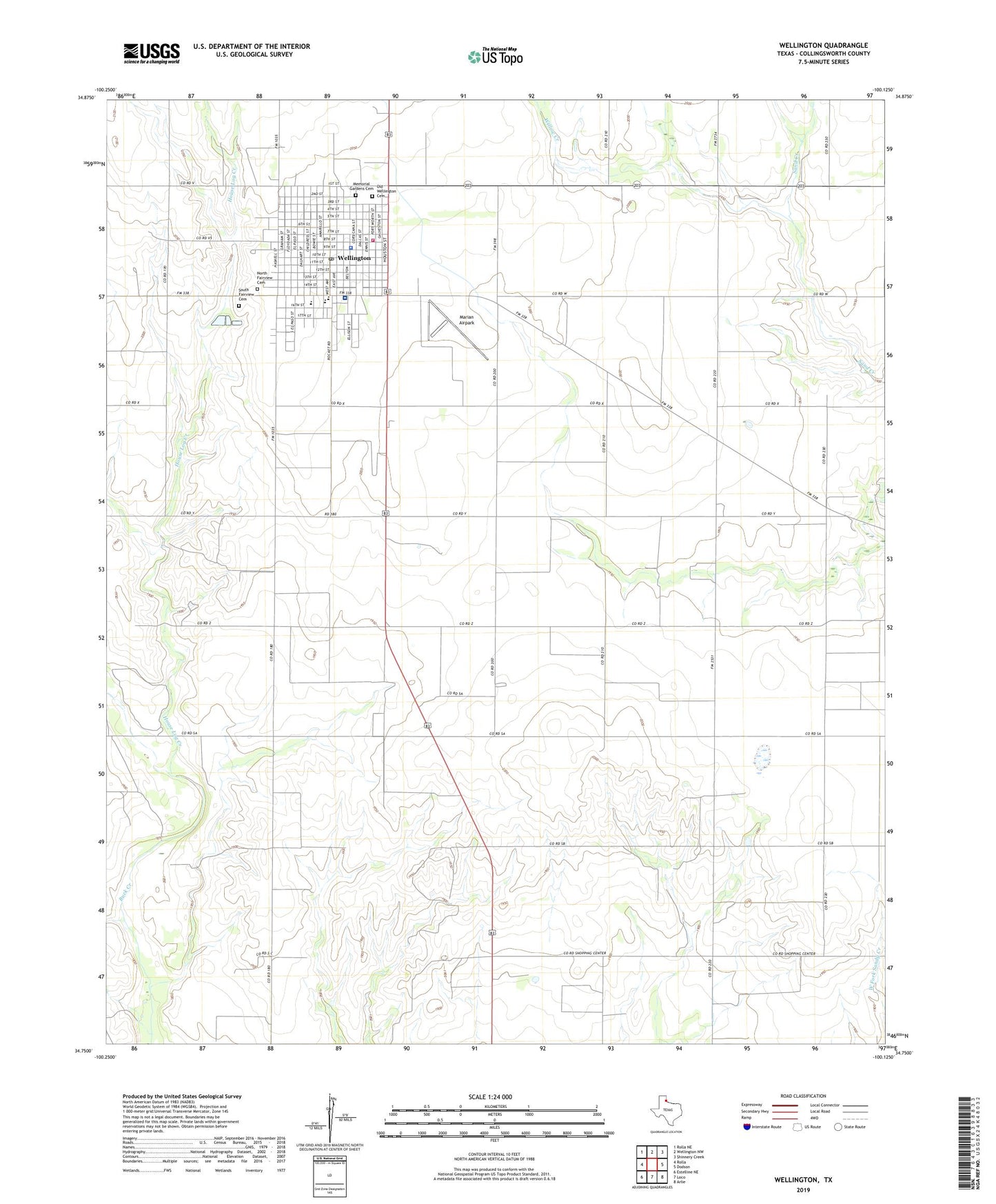 Wellington Texas US Topo Map Image