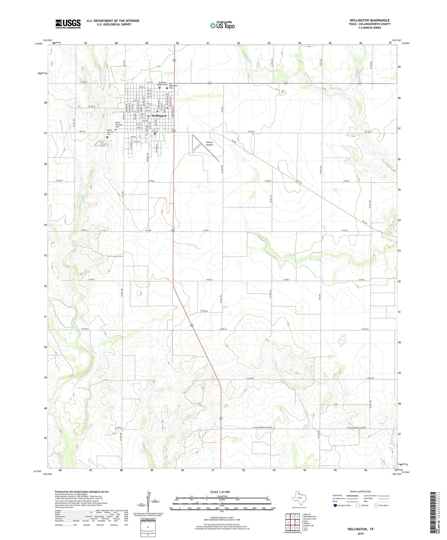 Wellington Texas US Topo Map Image