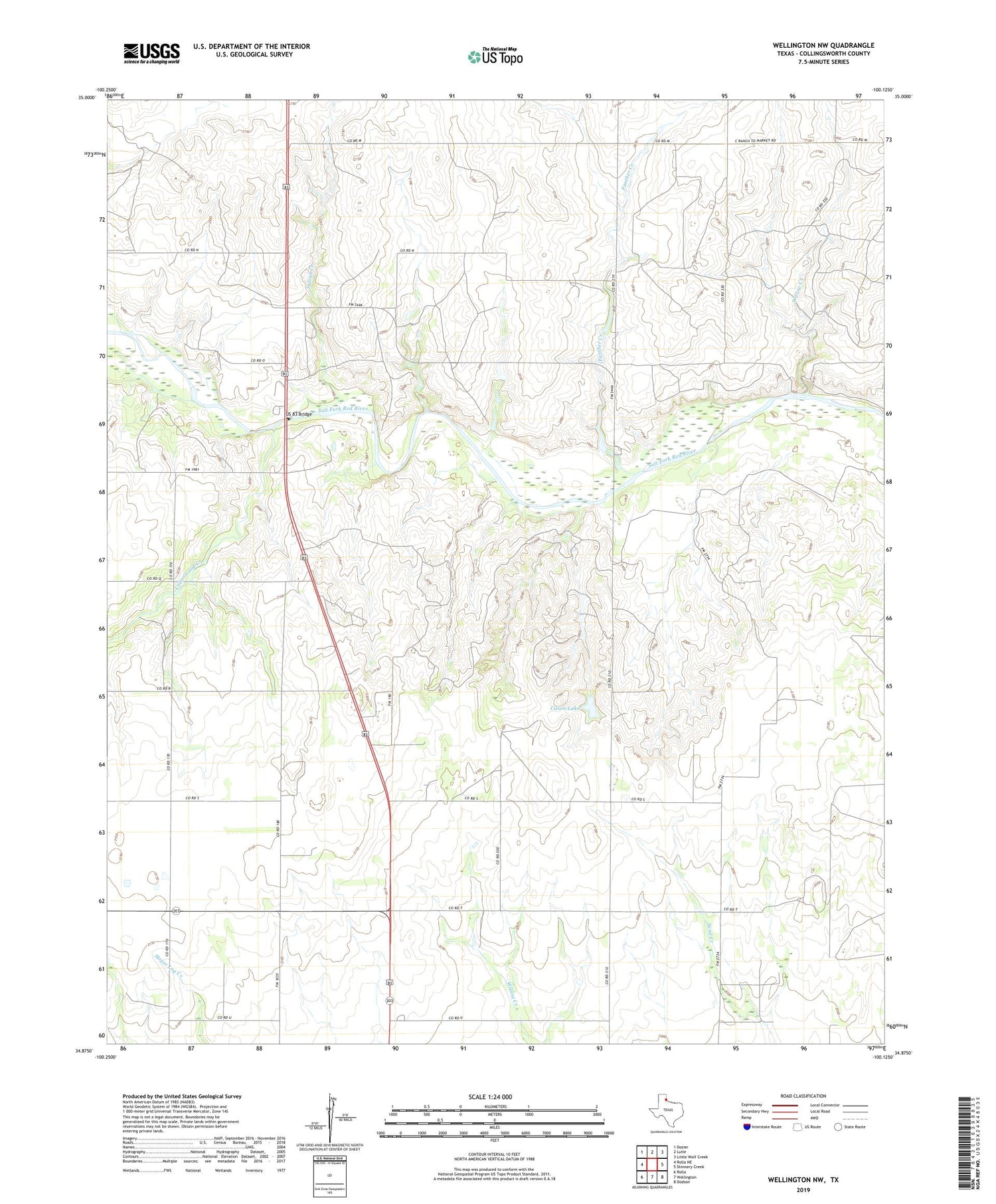Wellington NW Texas US Topo Map Image