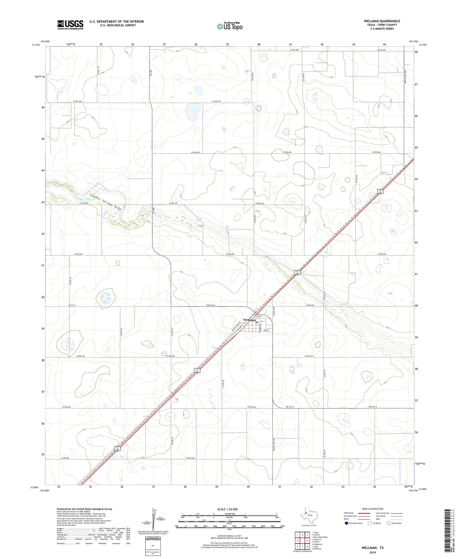 Wellman Texas US Topo Map Image