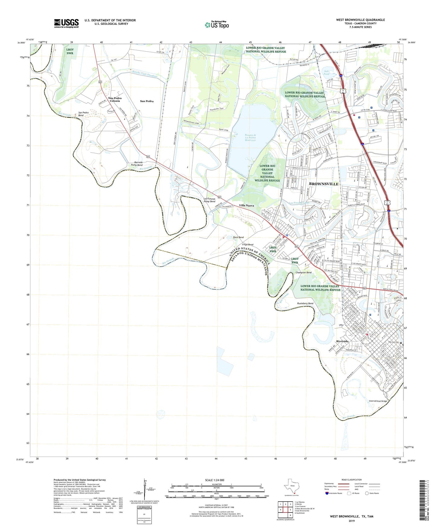 West Brownsville Texas US Topo Map Image