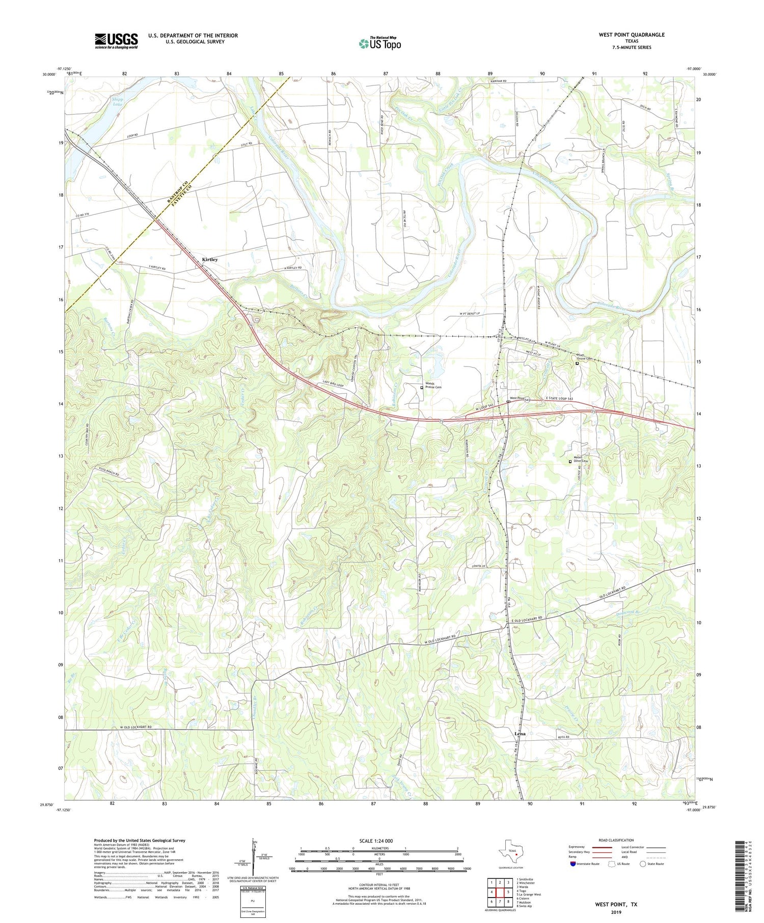 West Point Texas US Topo Map Image
