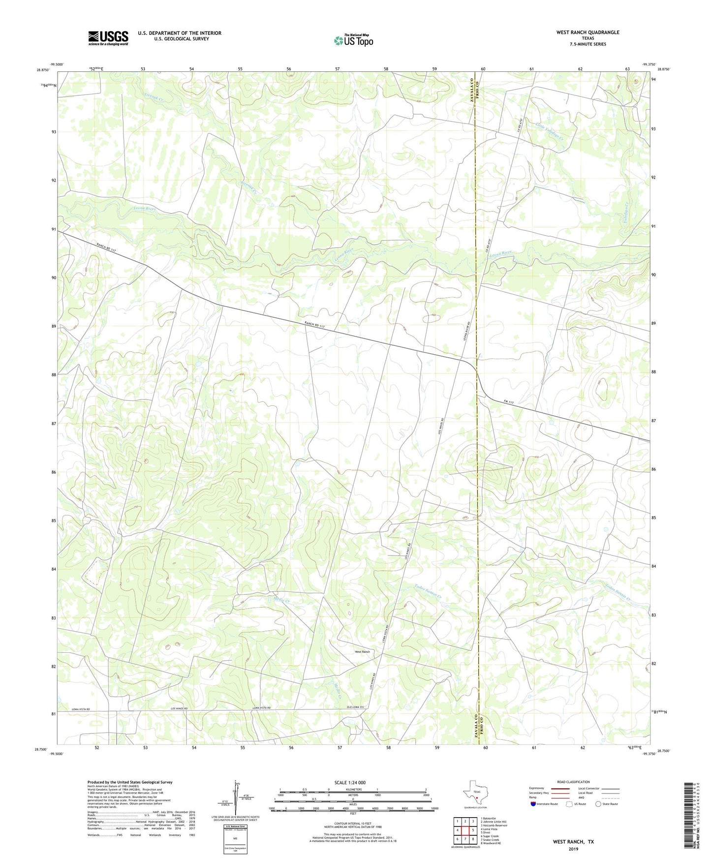 West Ranch Texas US Topo Map Image