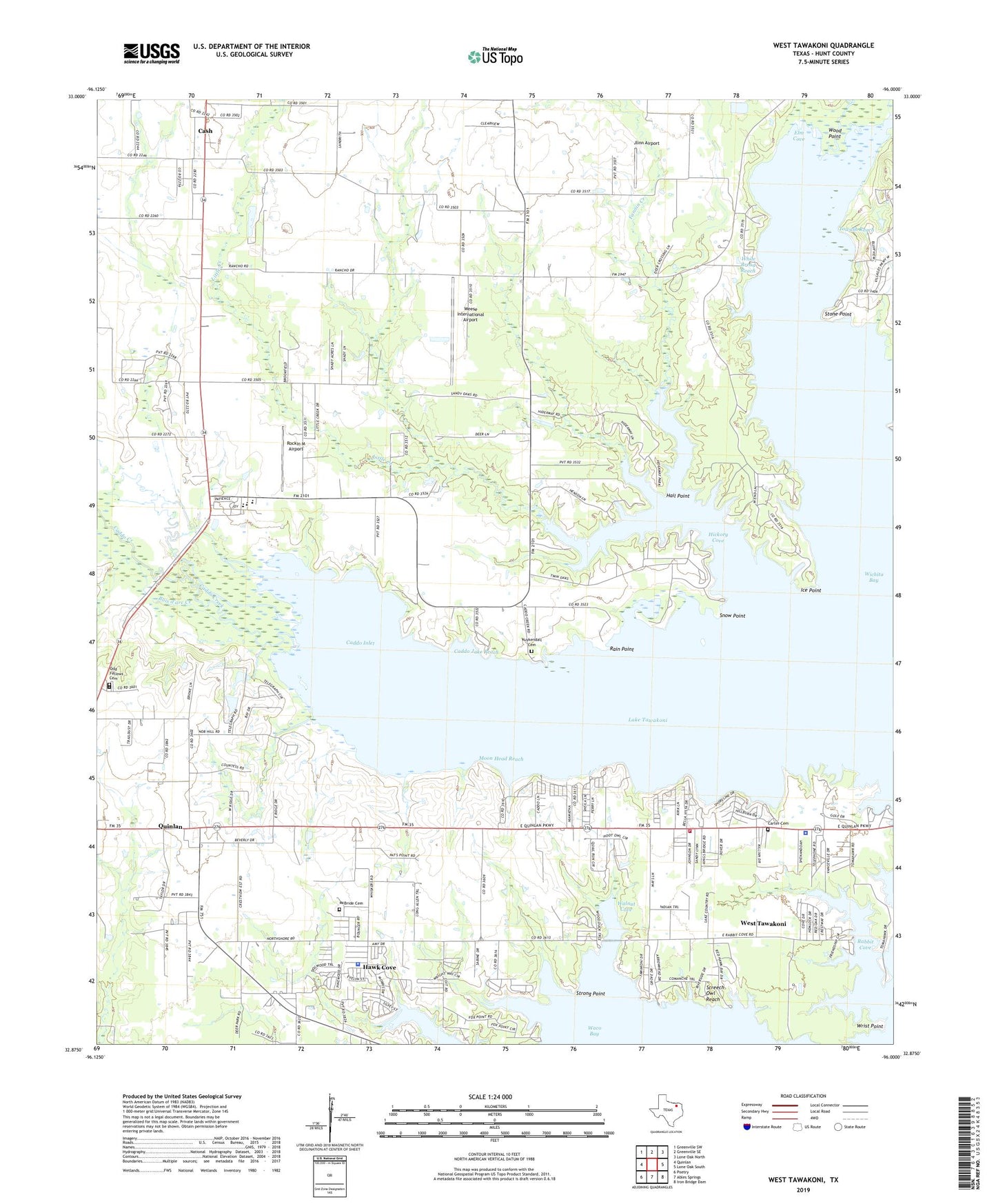 West Tawakoni Texas US Topo Map Image