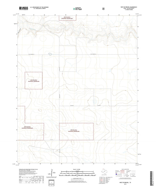 West of Brickel Texas US Topo Map Image