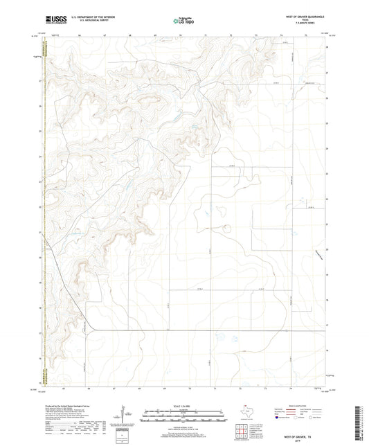 West of Gruver Texas US Topo Map Image