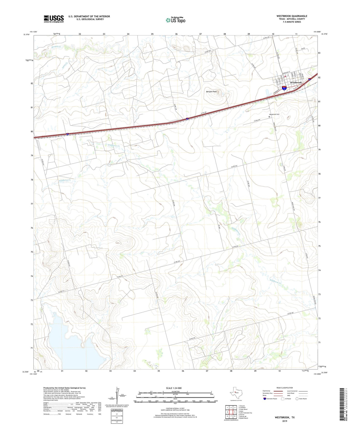 Westbrook Texas US Topo Map Image