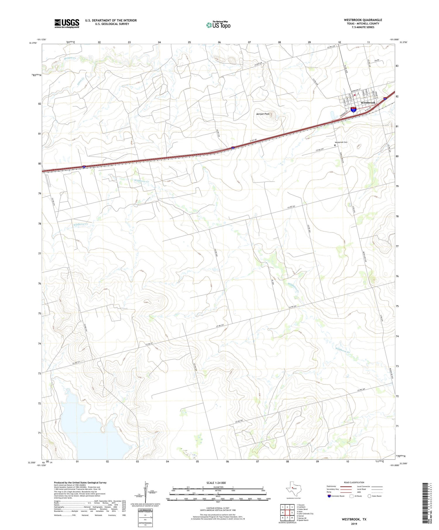 Westbrook Texas US Topo Map Image