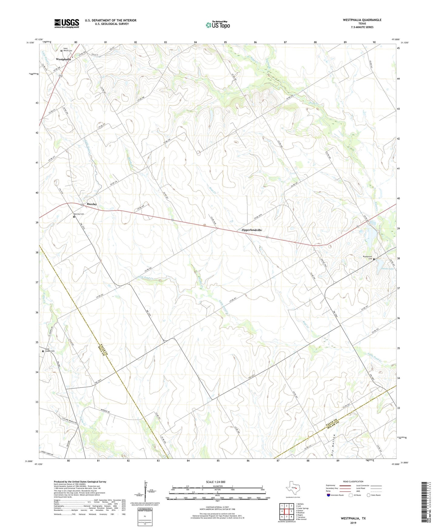 Westphalia Texas US Topo Map Image