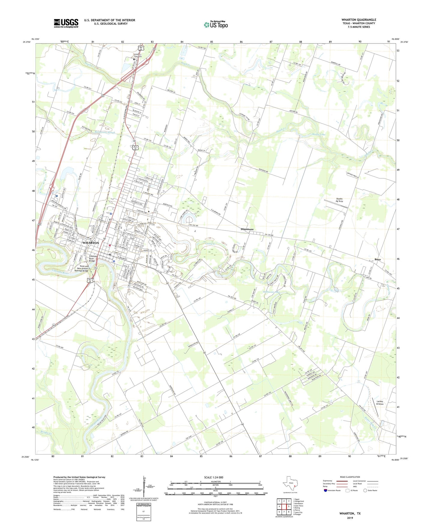 Wharton Texas US Topo Map Image