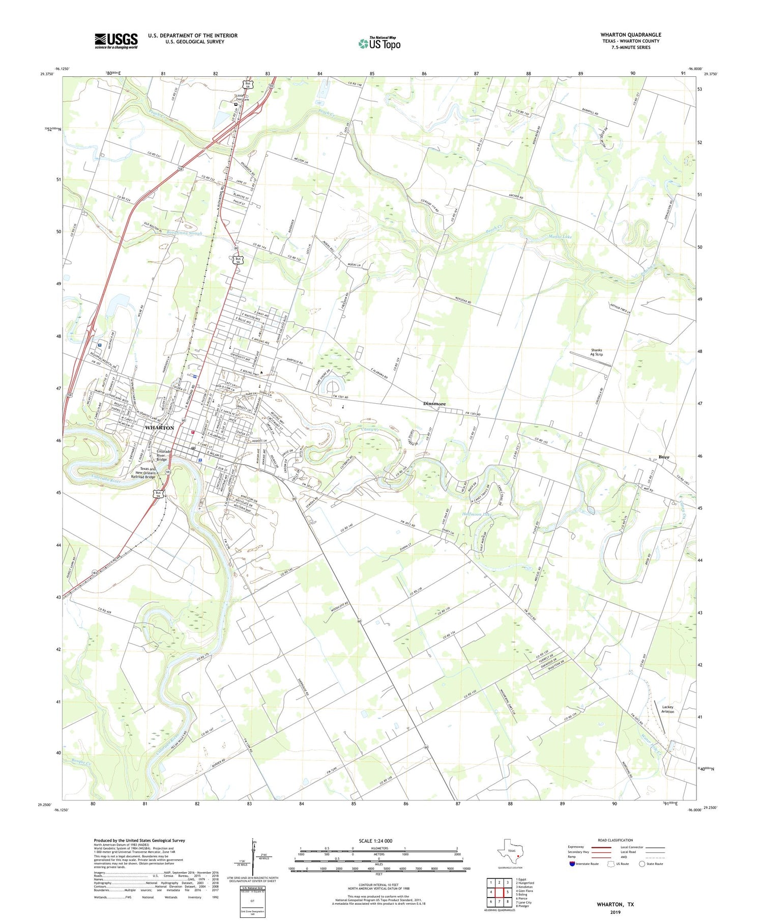 Wharton Texas US Topo Map Image