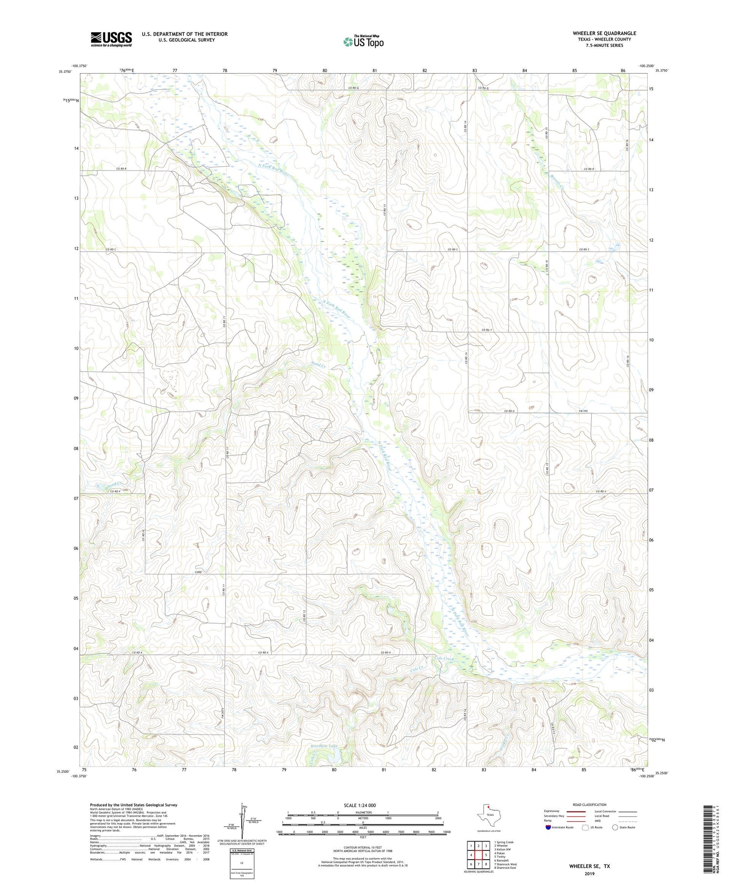 Wheeler SE Texas US Topo Map Image