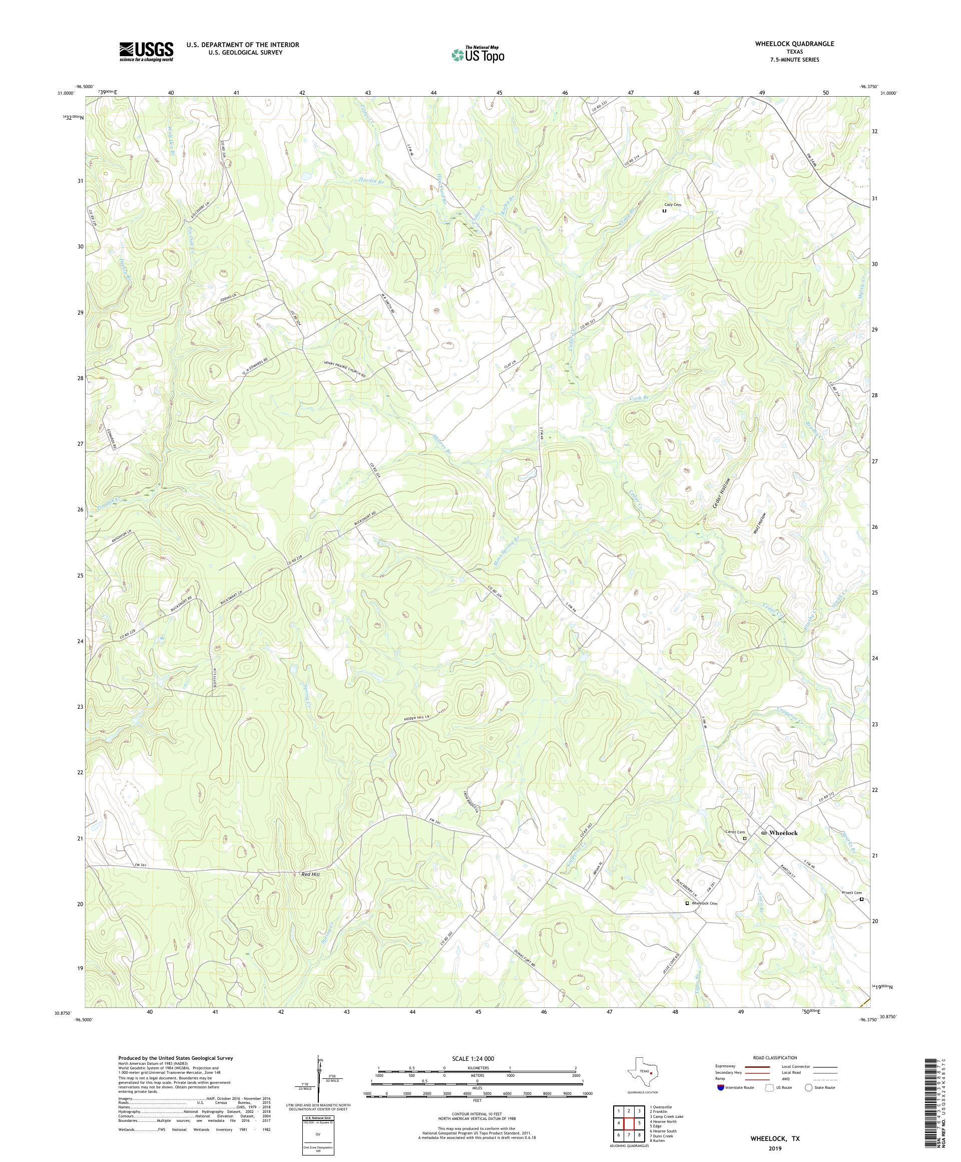 Wheelock Texas US Topo Map – MyTopo Map Store