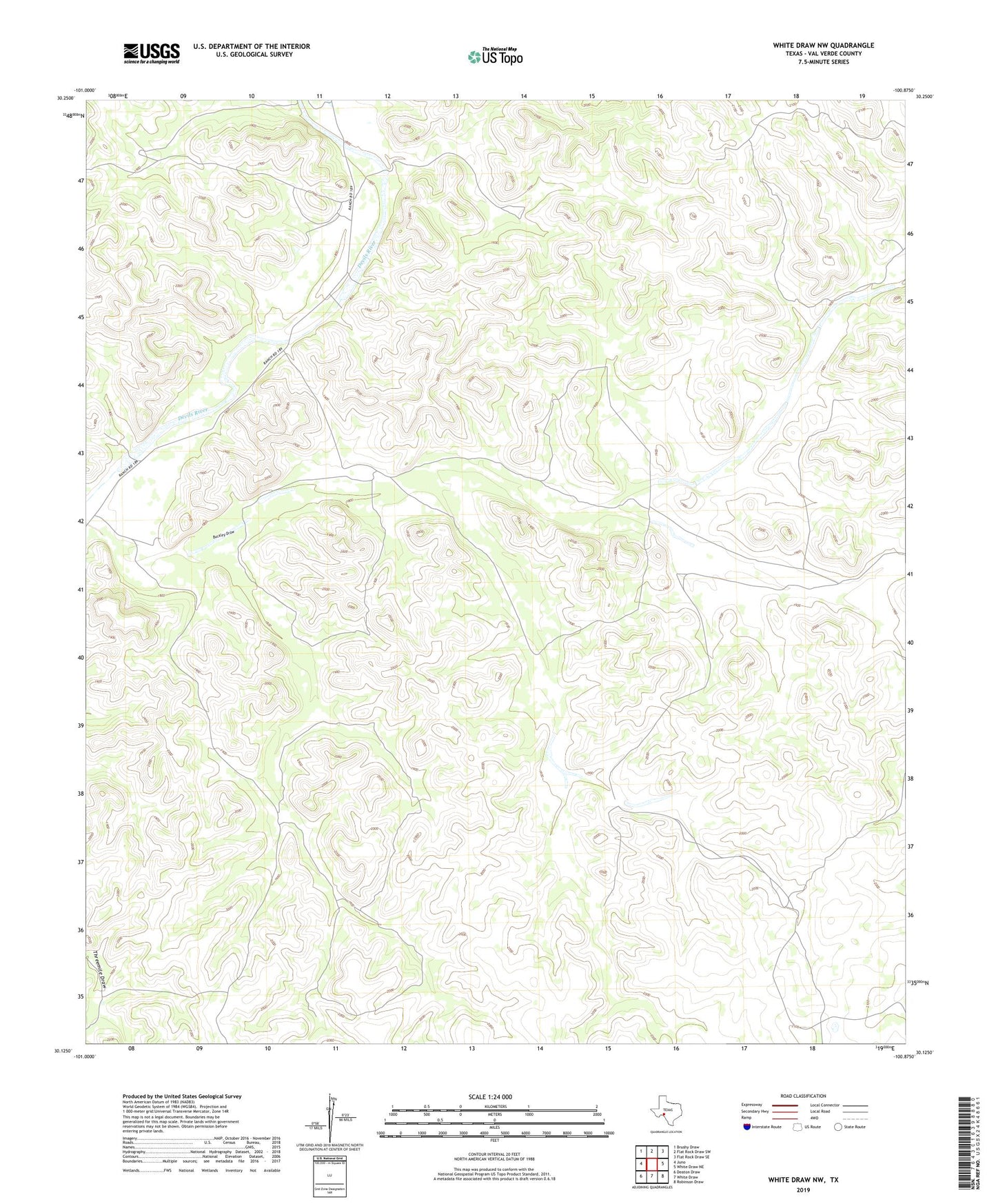 White Draw NW Texas US Topo Map Image