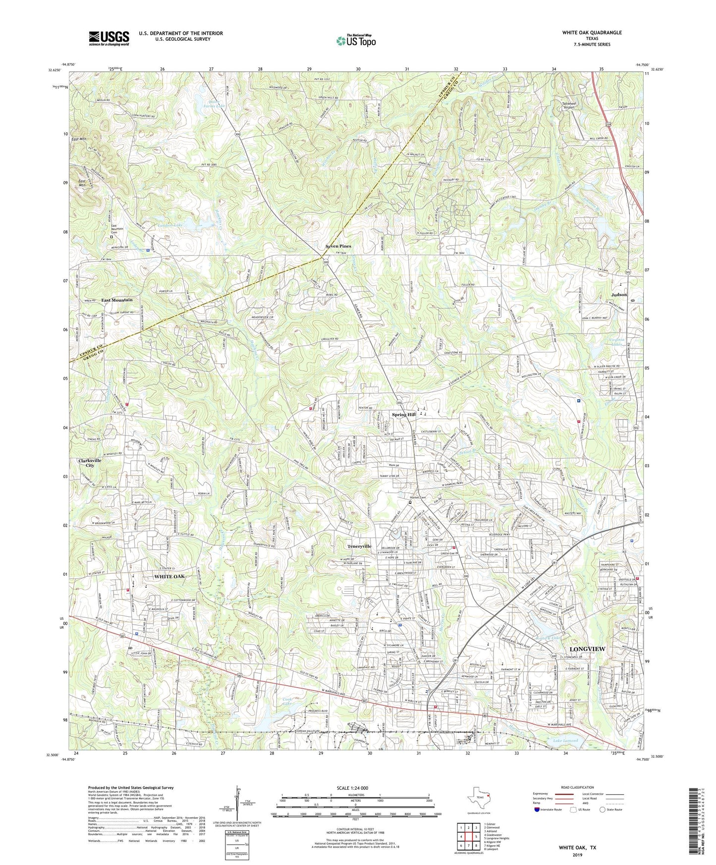 White Oak Texas US Topo Map Image