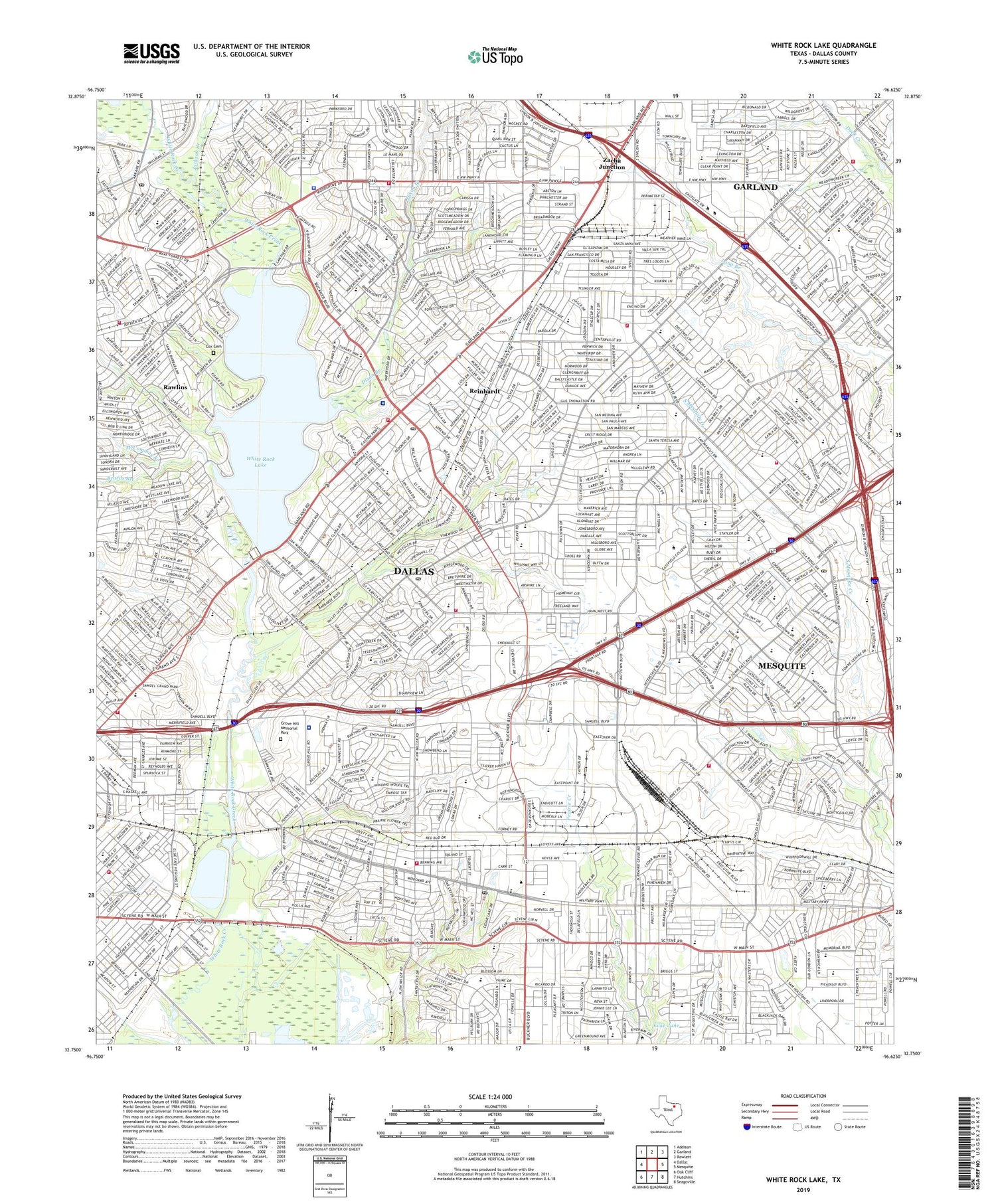 White Rock Lake Texas US Topo Map Image