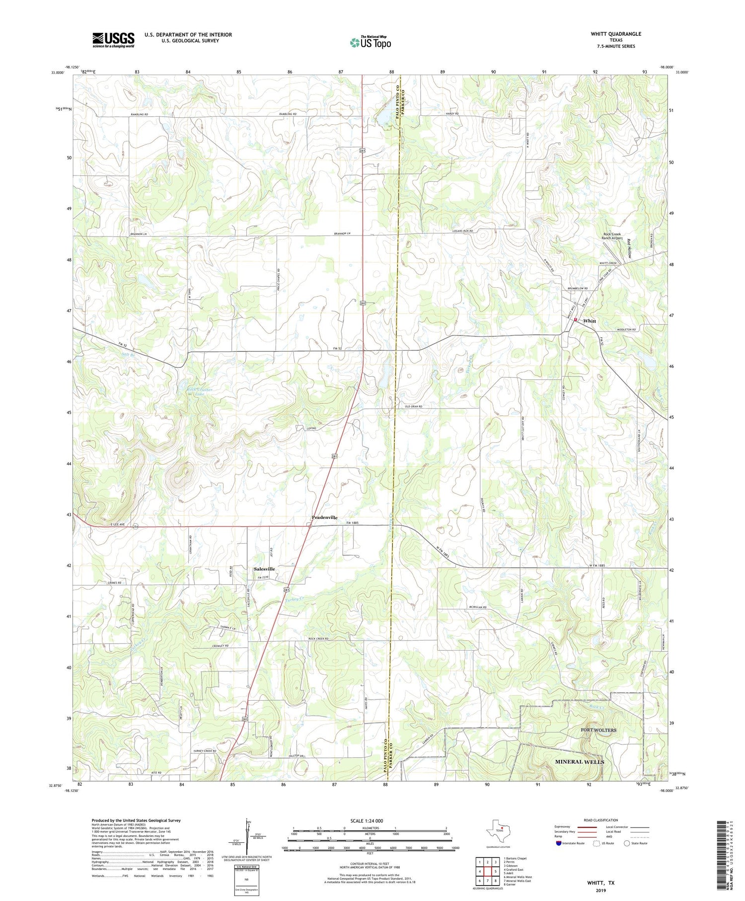 Whitt Texas US Topo Map Image