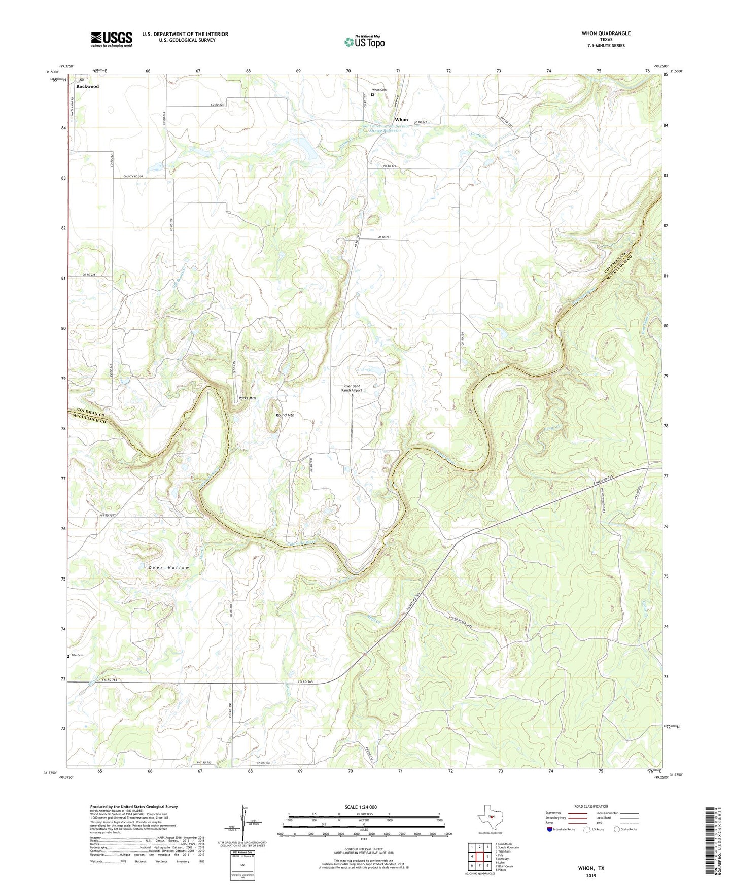 Whon Texas US Topo Map Image