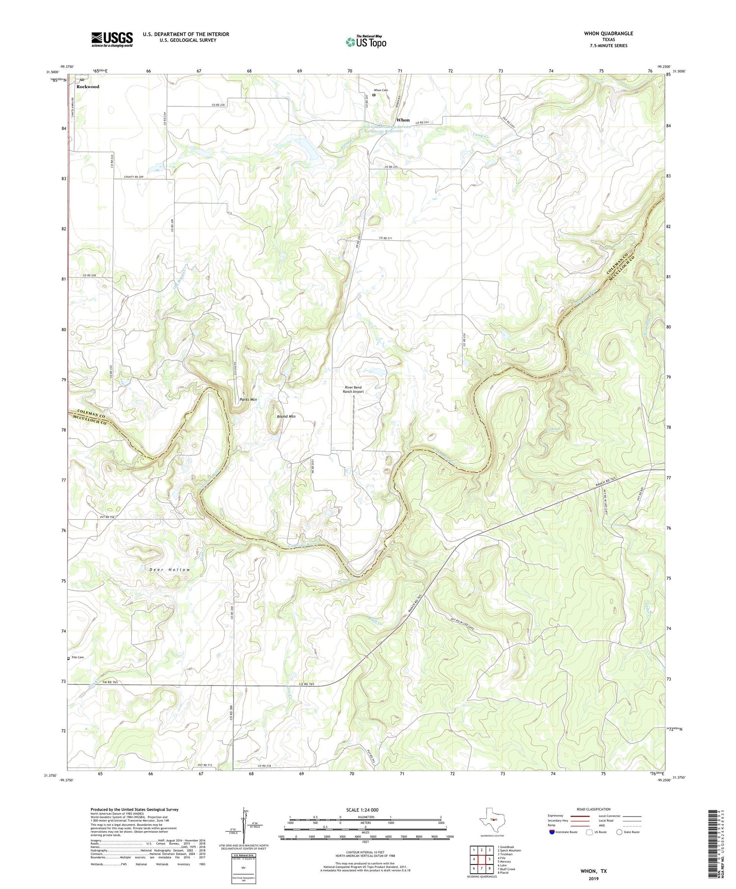 Whon Texas US Topo Map Image