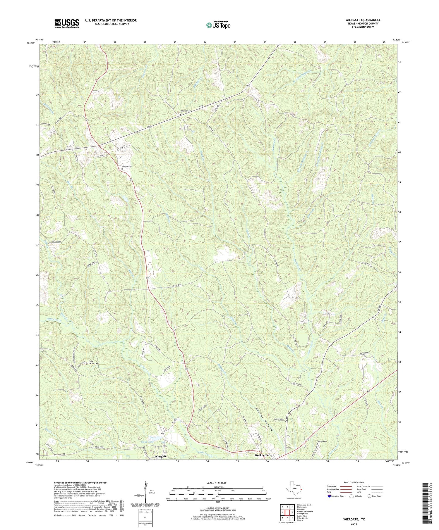 Wiergate Texas US Topo Map Image