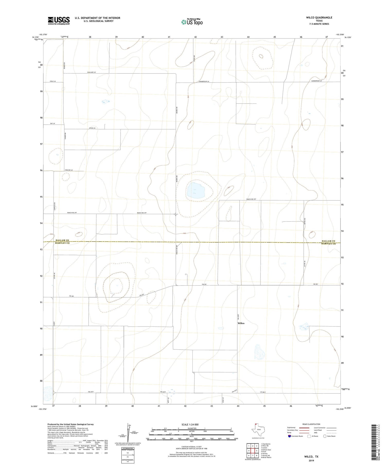 Wilco Texas US Topo Map Image