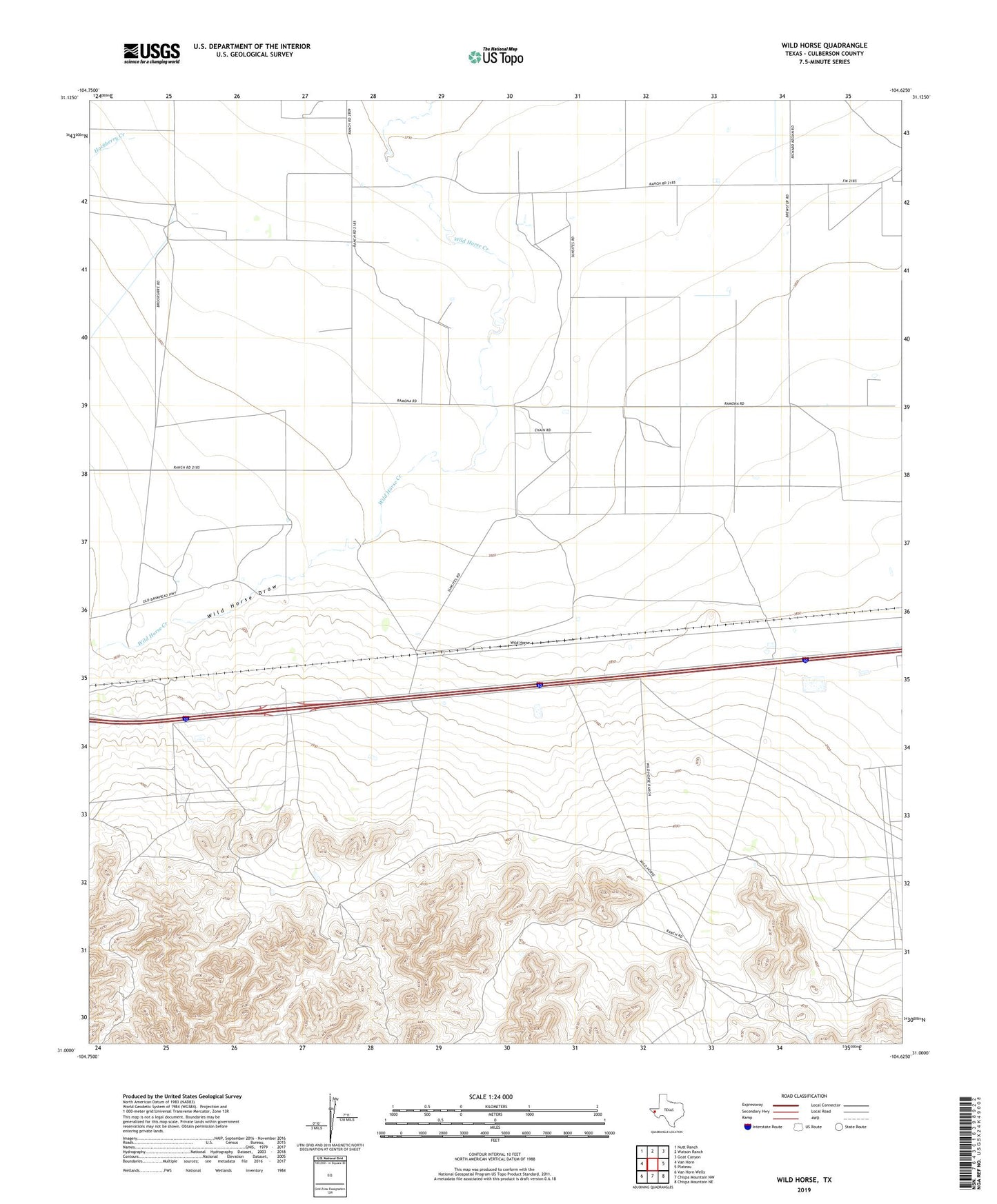 Wild Horse Texas US Topo Map Image