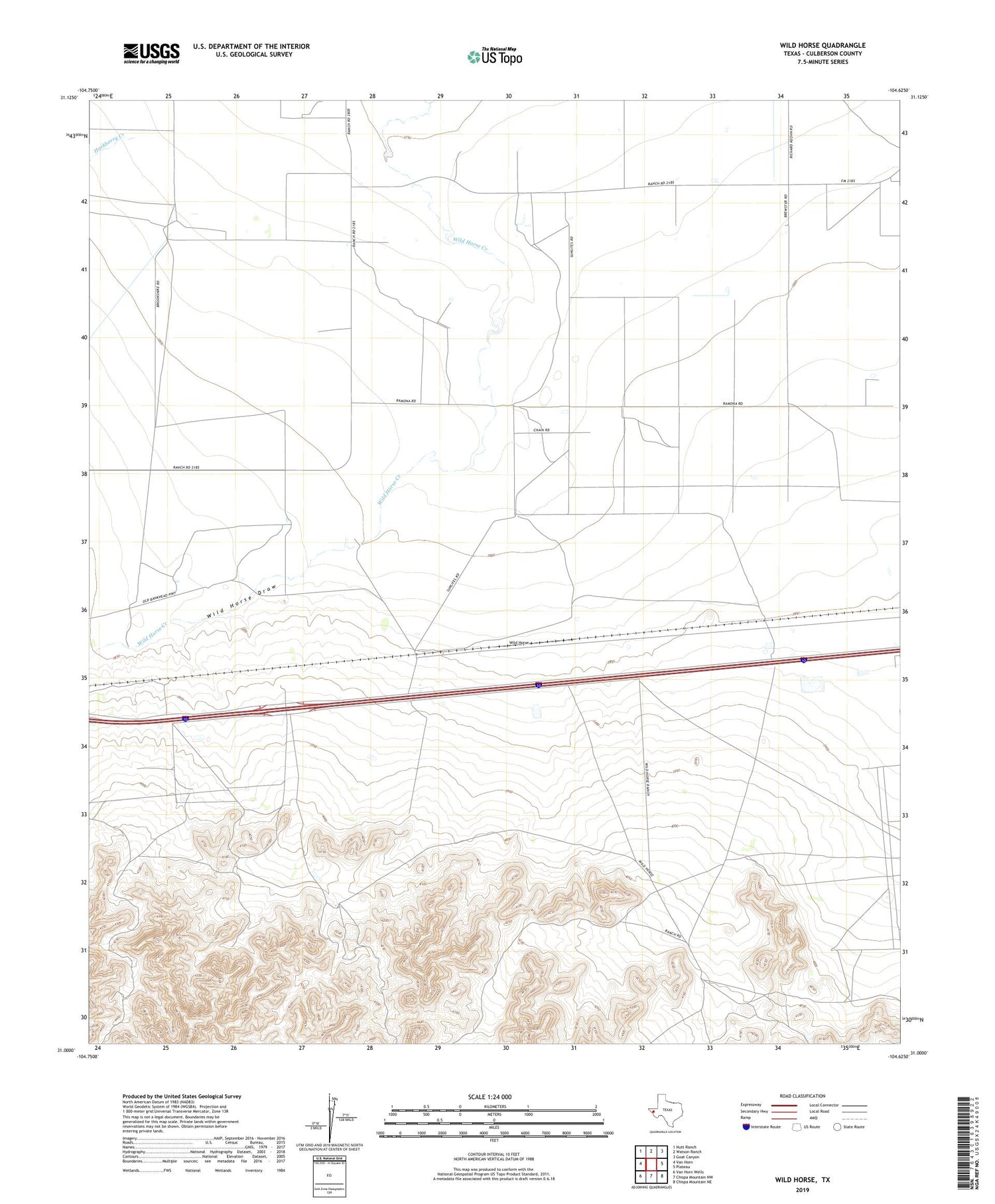 Wild Horse Texas US Topo Map Image