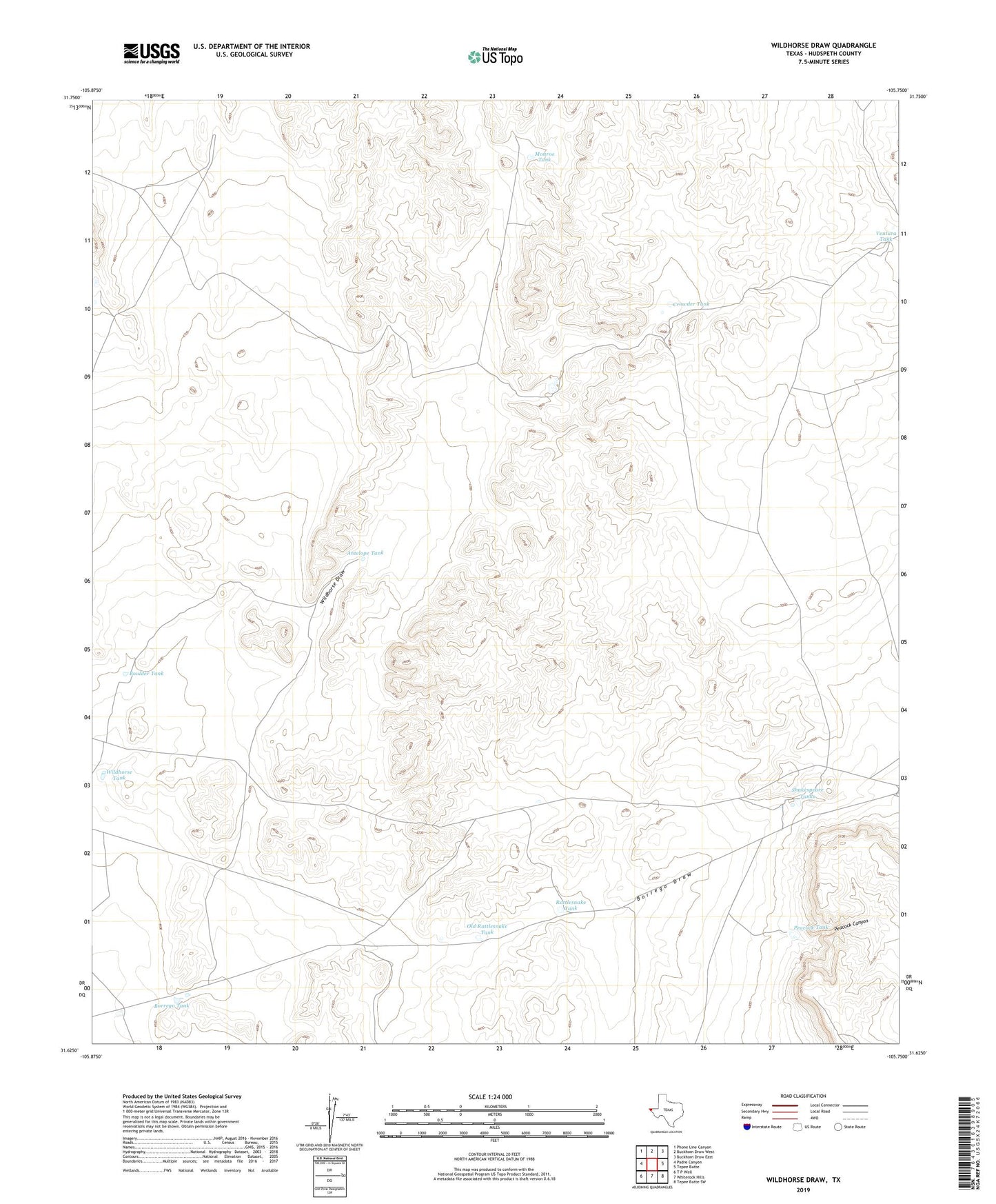 Wildhorse Draw Texas US Topo Map Image