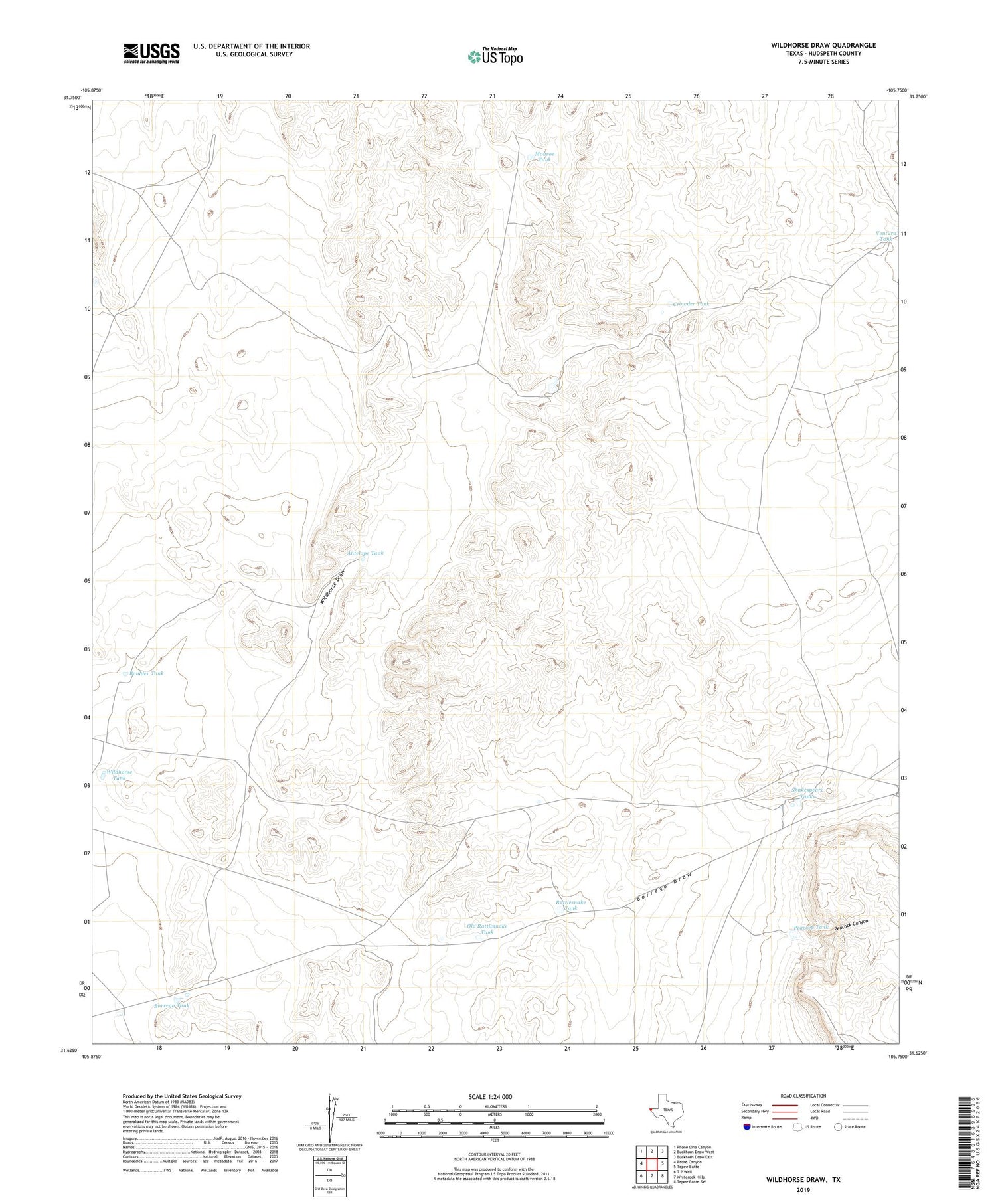 Wildhorse Draw Texas US Topo Map Image