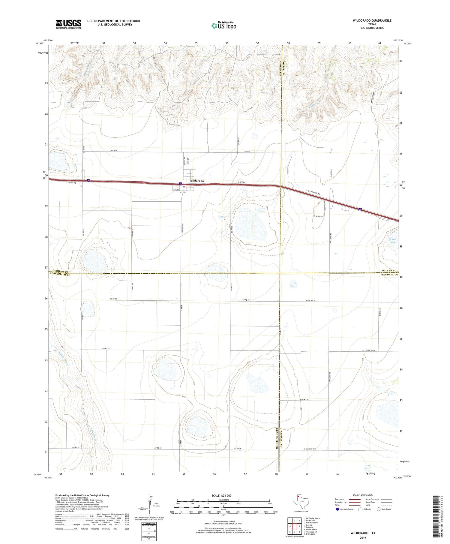 Wildorado Texas US Topo Map Image