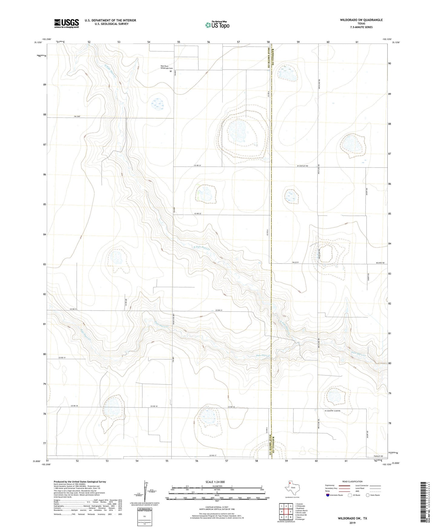 Wildorado SW Texas US Topo Map Image