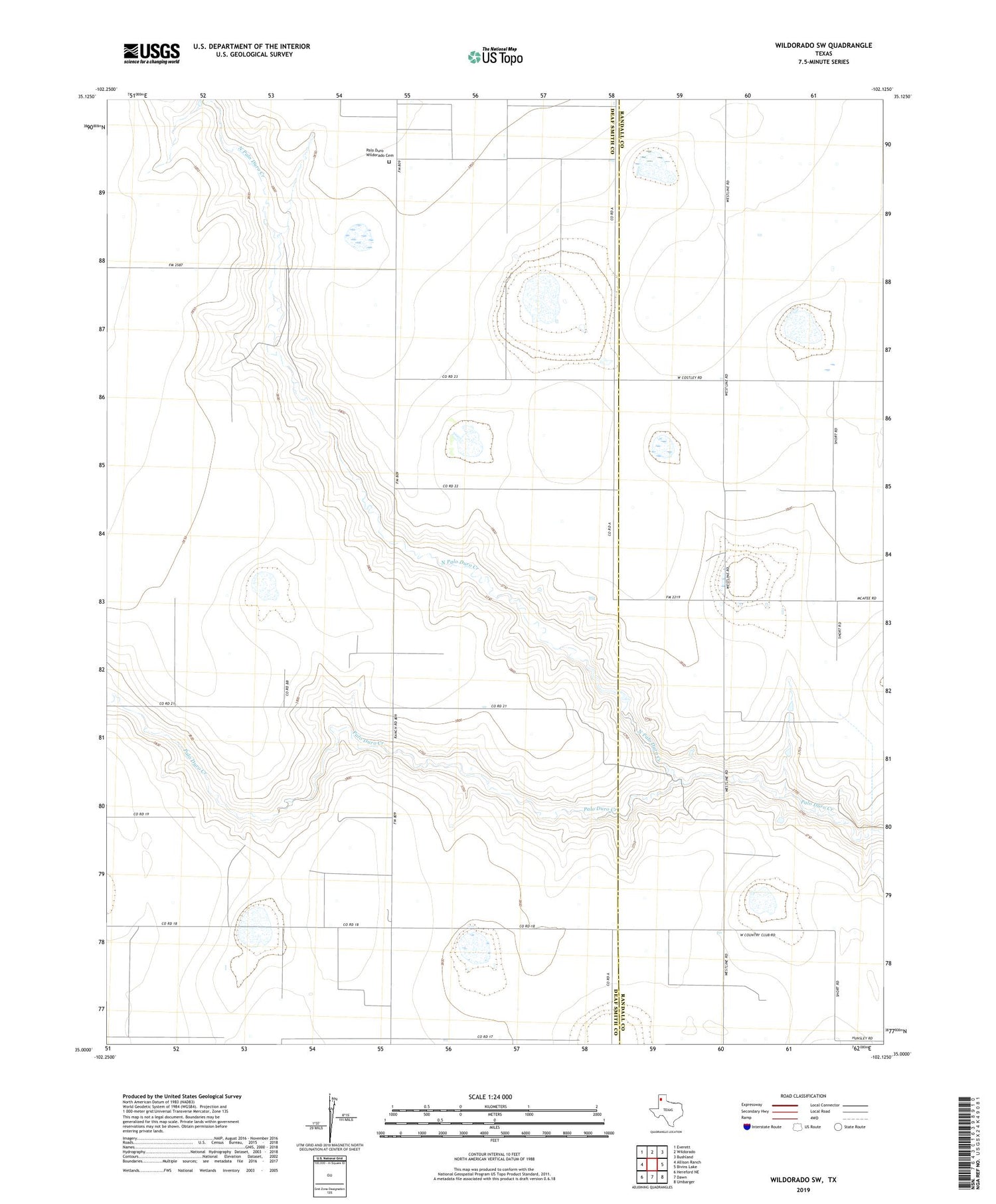 Wildorado SW Texas US Topo Map Image