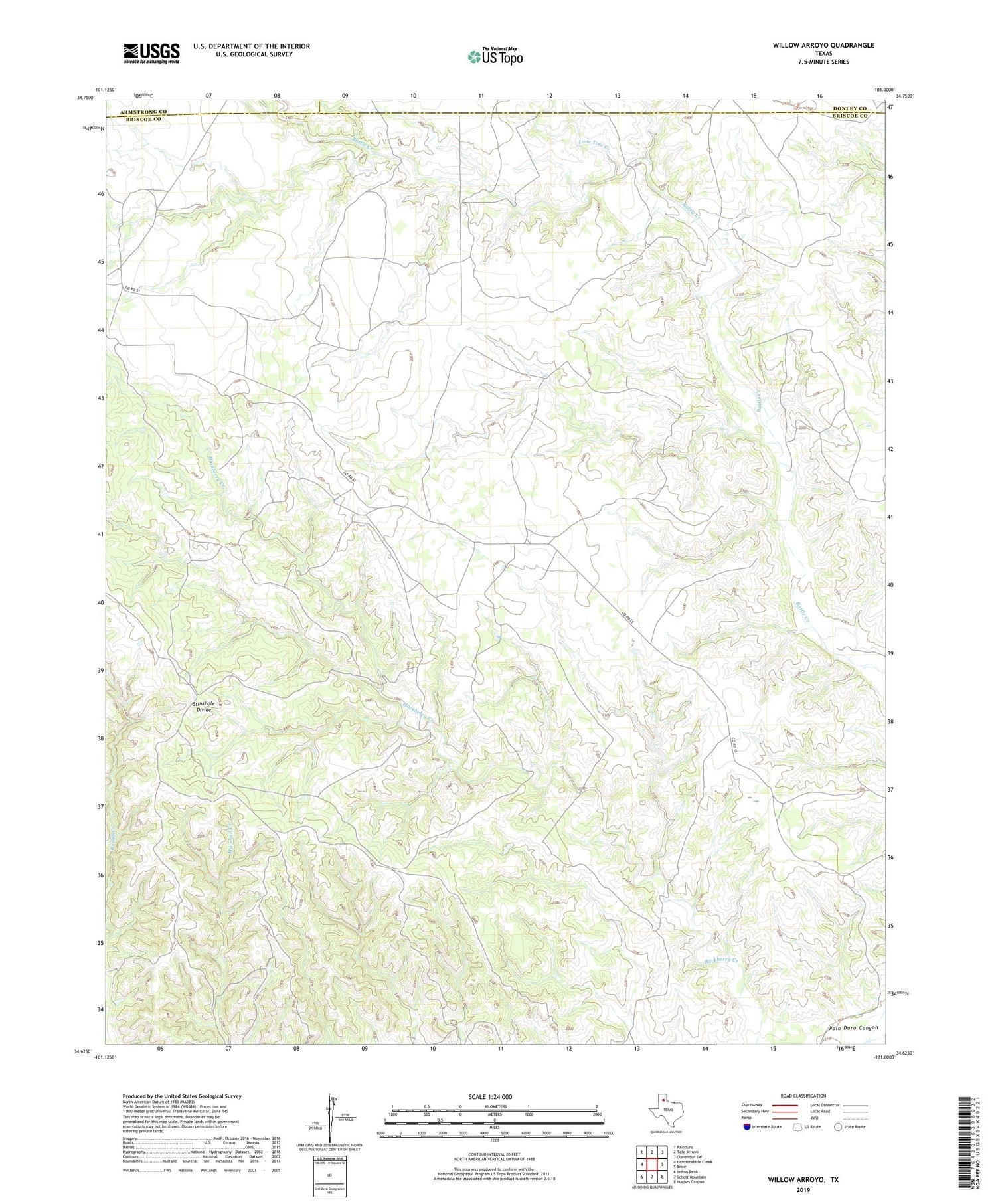 Willow Arroyo Texas US Topo Map Image
