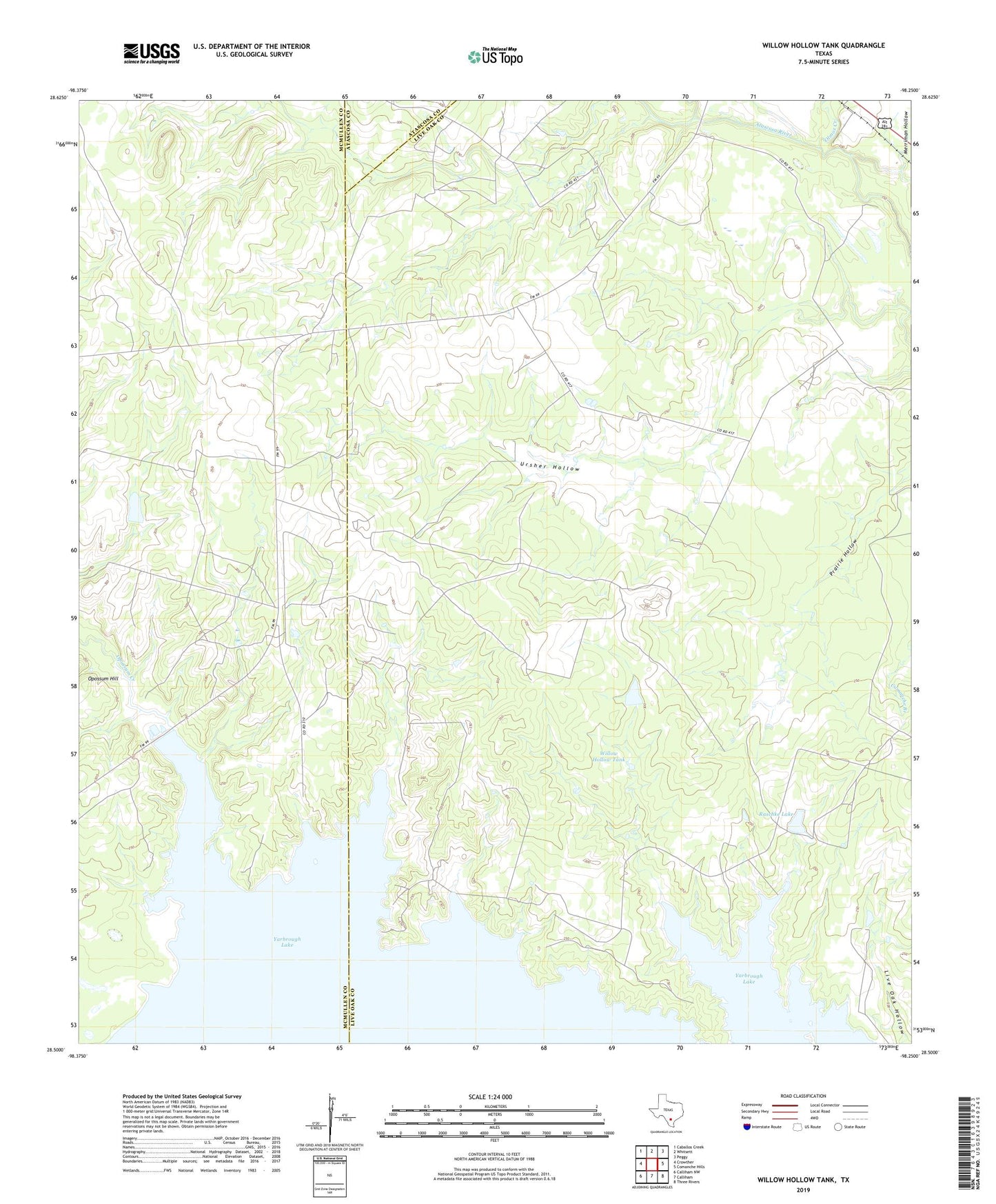 Willow Hollow Tank Texas US Topo Map Image