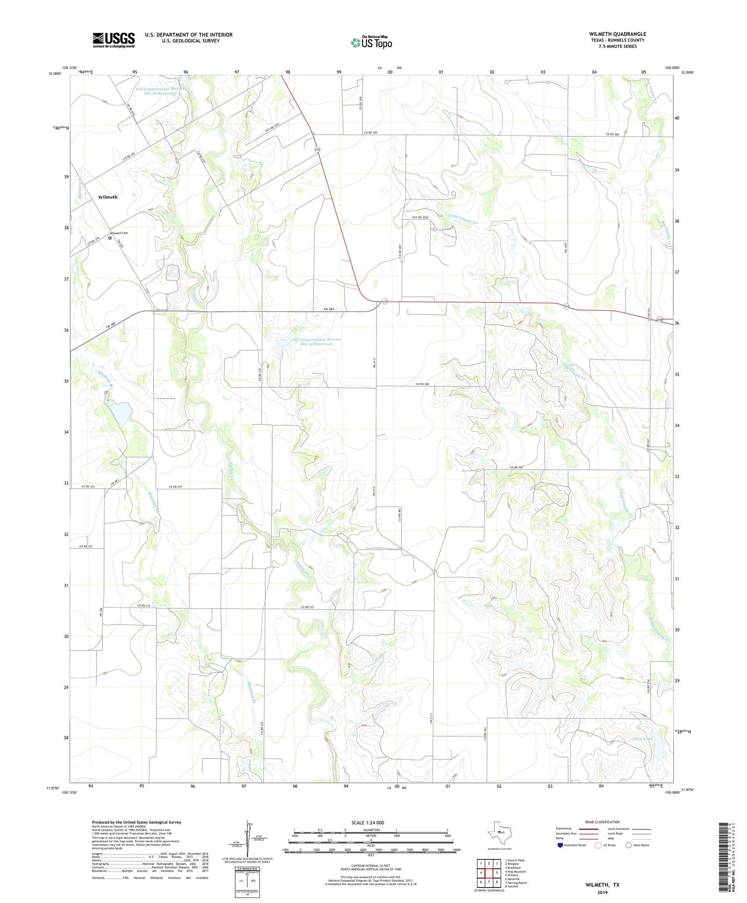 Wilmeth Texas US Topo Map Image